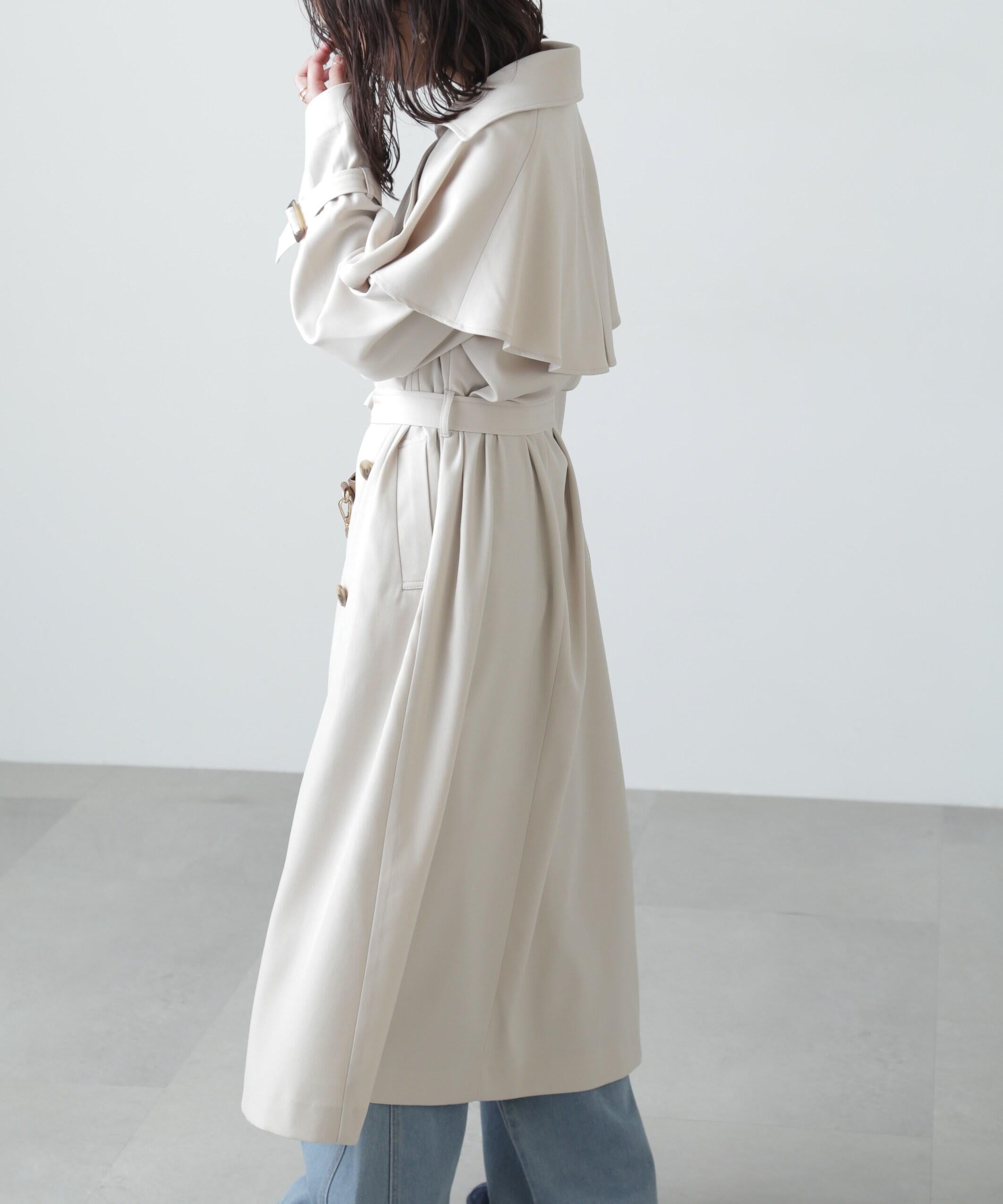 ケープ付きロングトレンチコート アイボリー