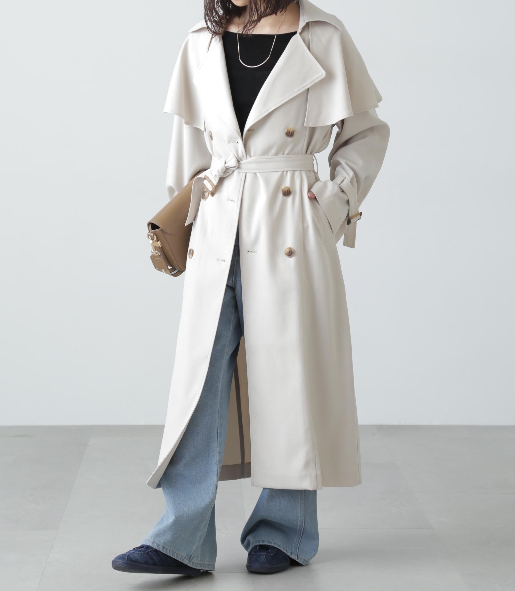 ケープ付きロングトレンチコート アイボリー
