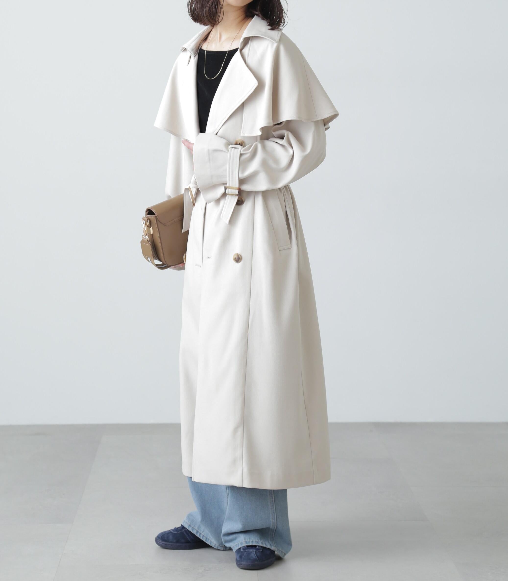 ケープ付きロングトレンチコート アイボリー