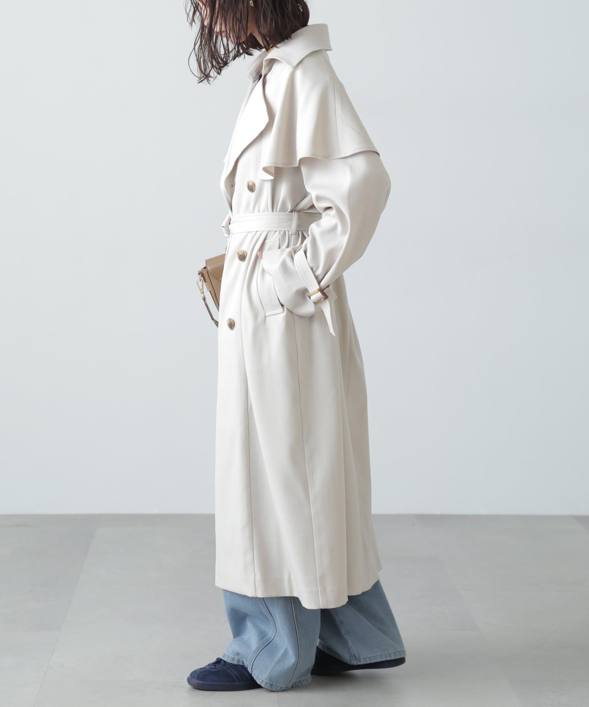 ケープ付きロングトレンチコート アイボリー