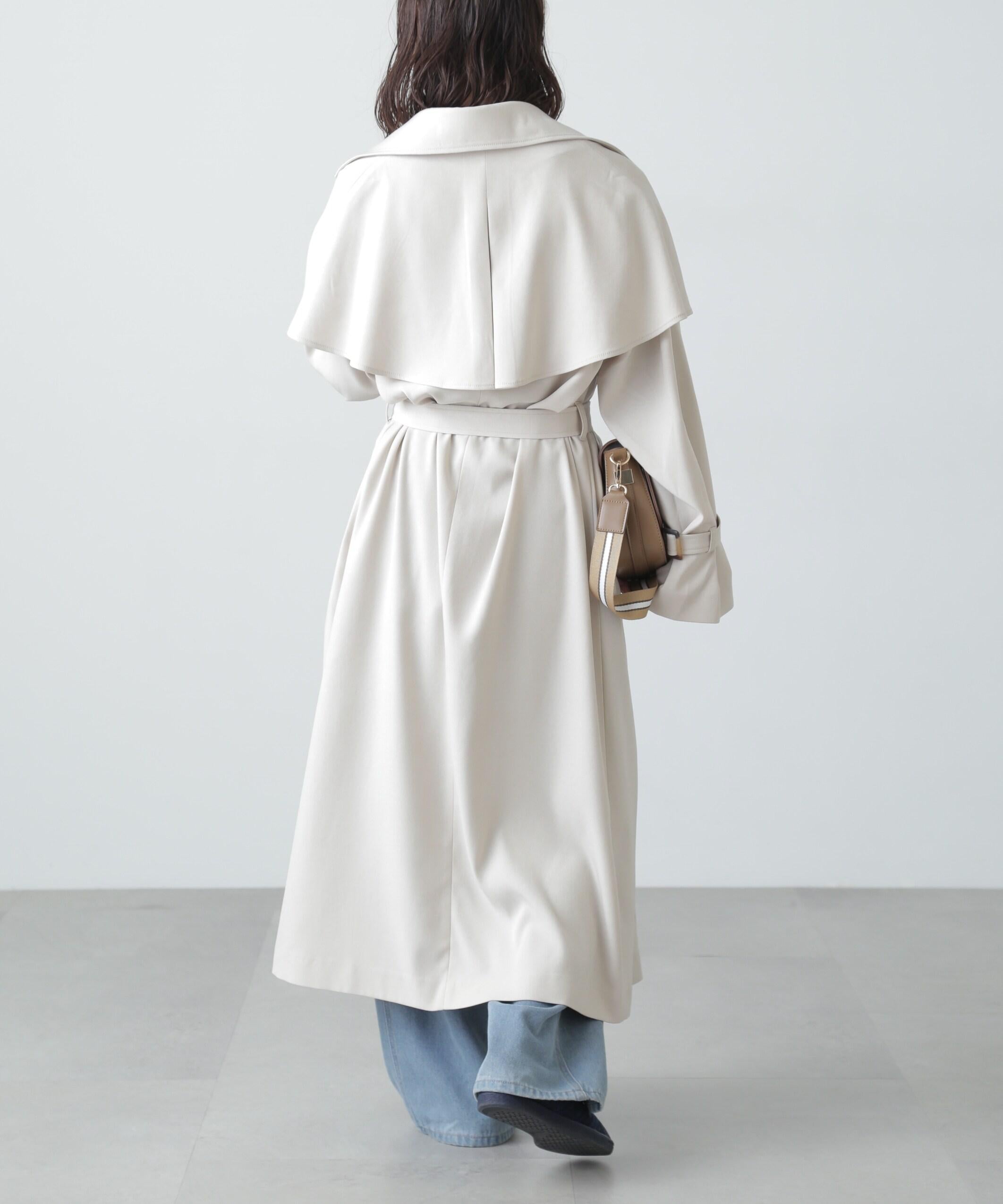ケープ付きロングトレンチコート アイボリー