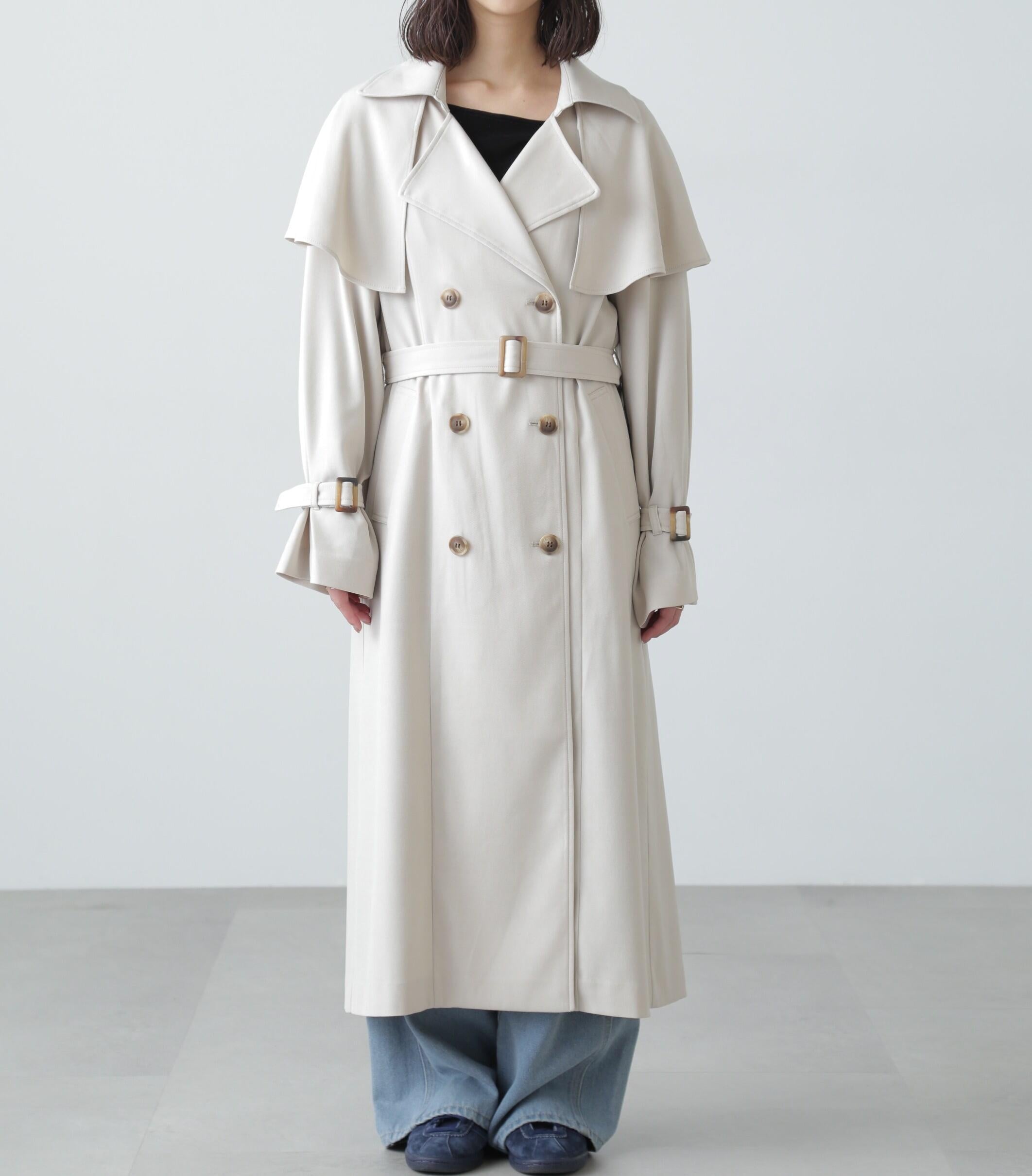ケープ付きロングトレンチコート アイボリー