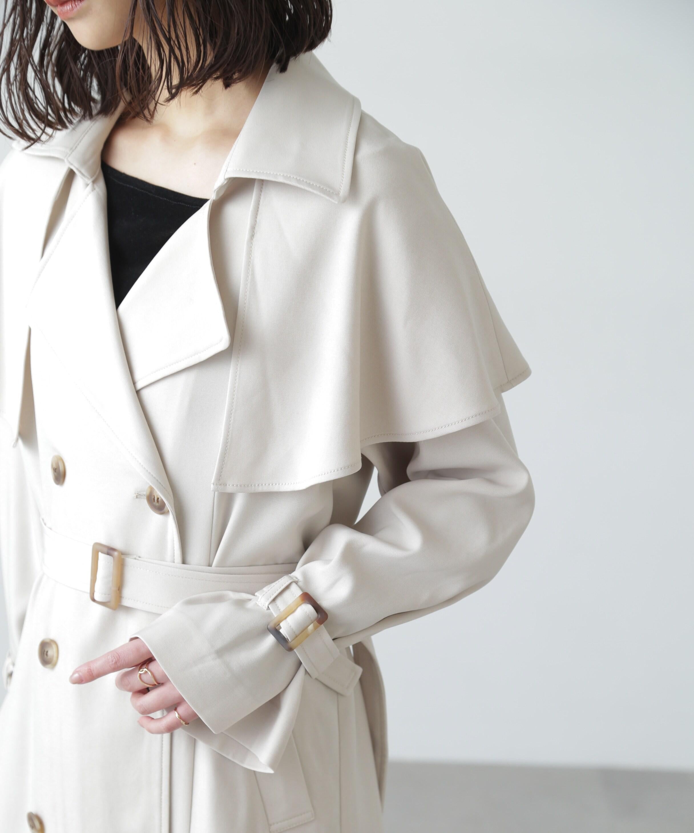 ケープ付きロングトレンチコート アイボリー