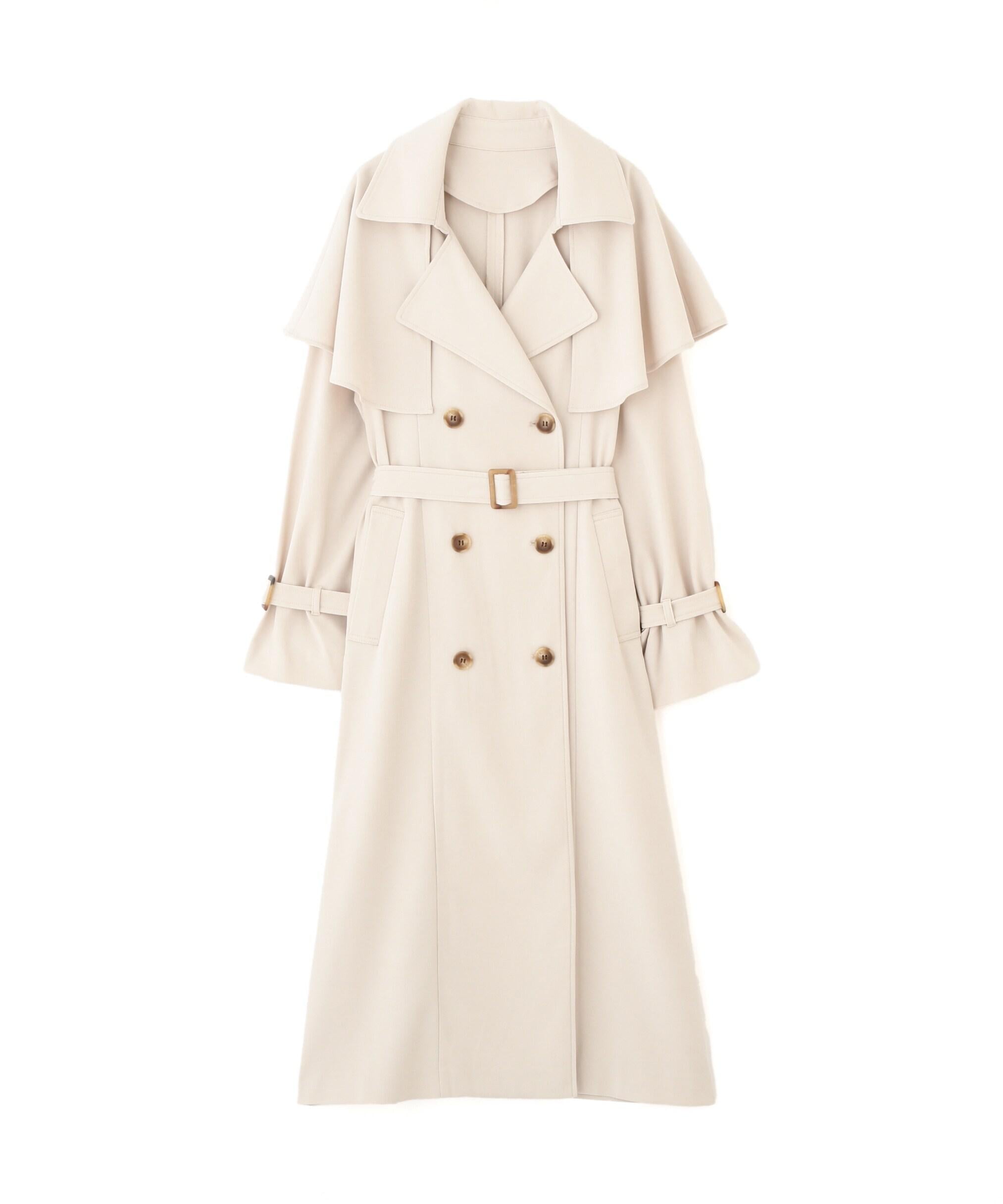 ケープ付きロングトレンチコート アイボリー