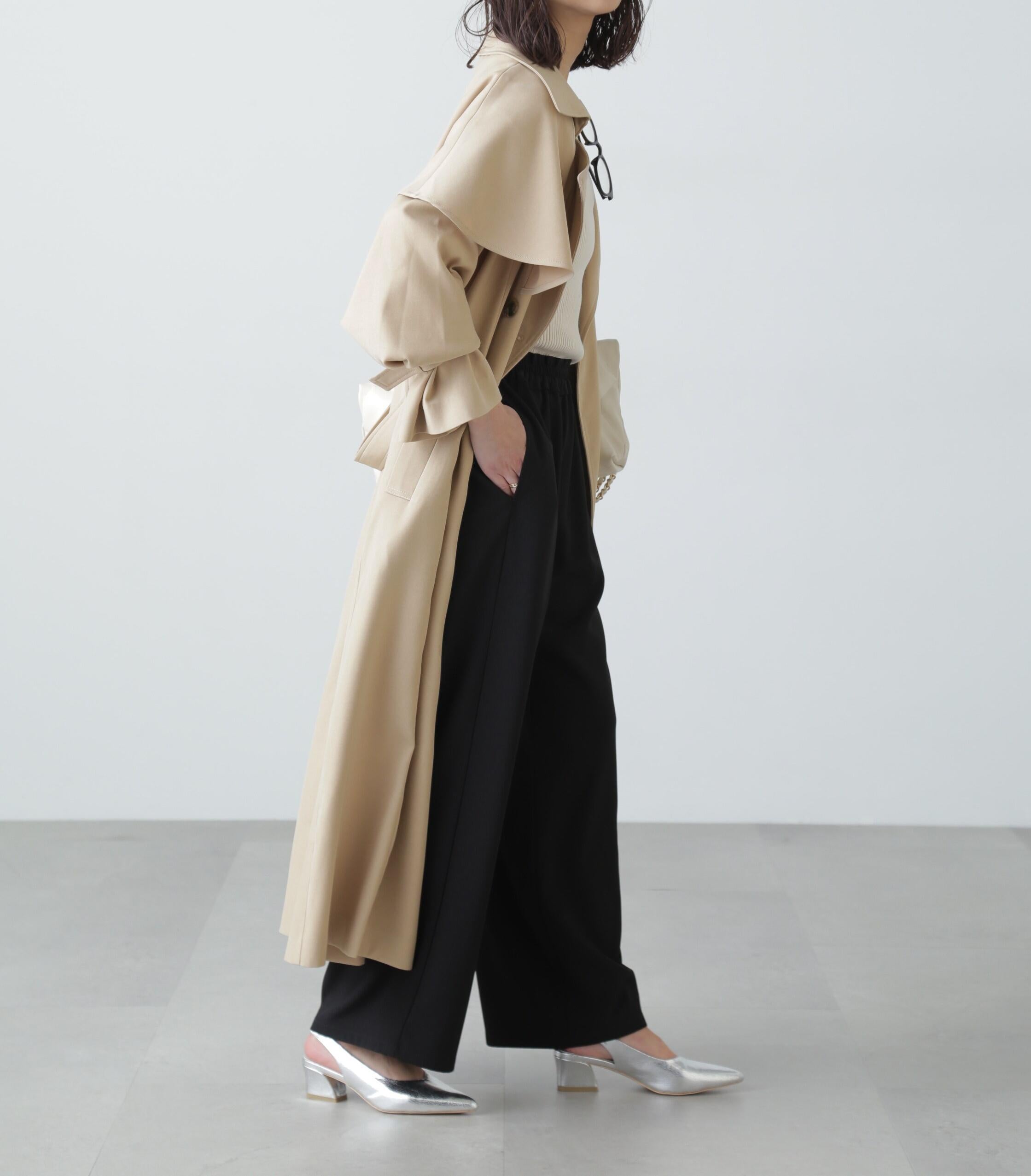 ケープ付きロングトレンチコート ベージュ