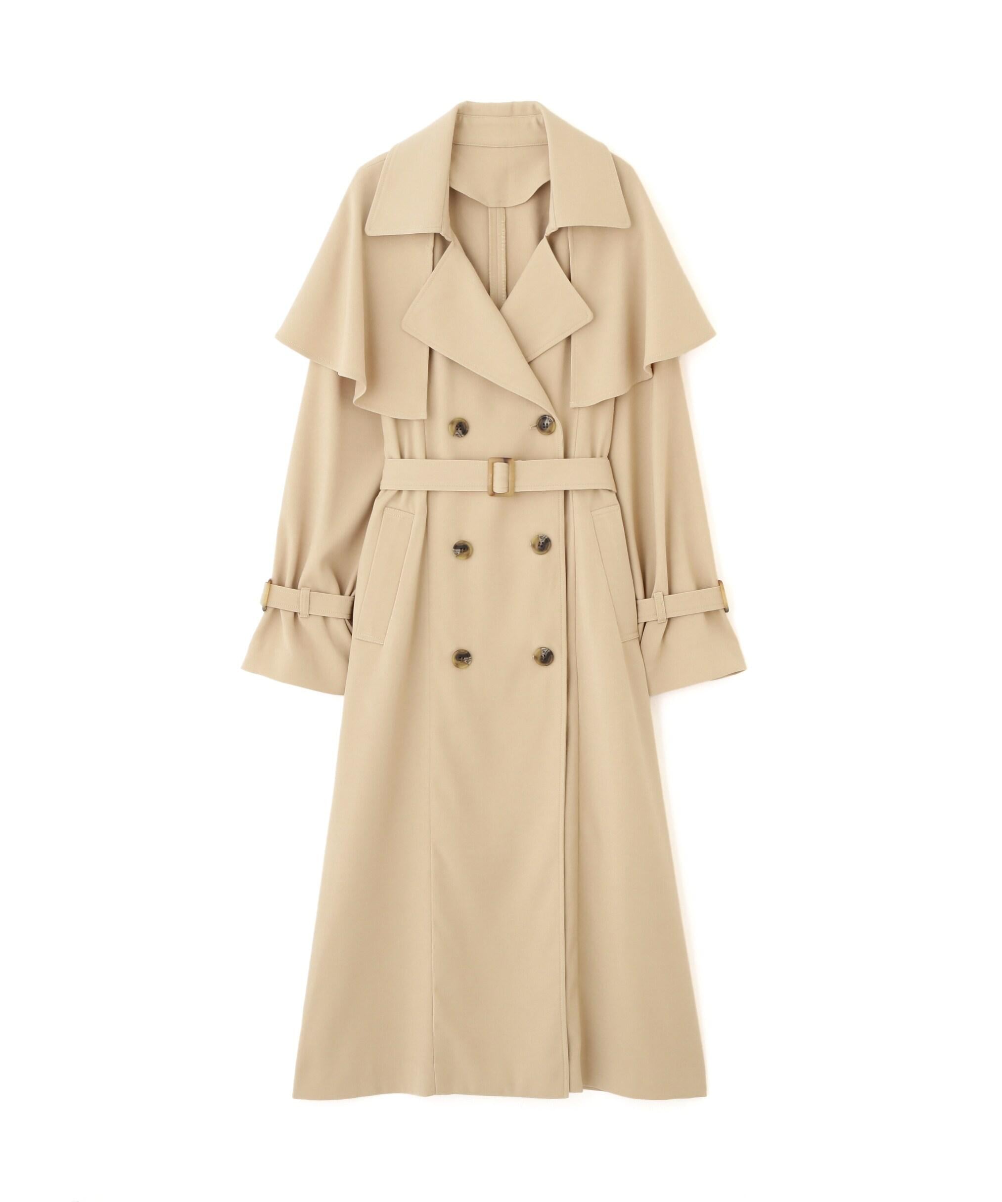 ケープ付きロングトレンチコート ベージュ