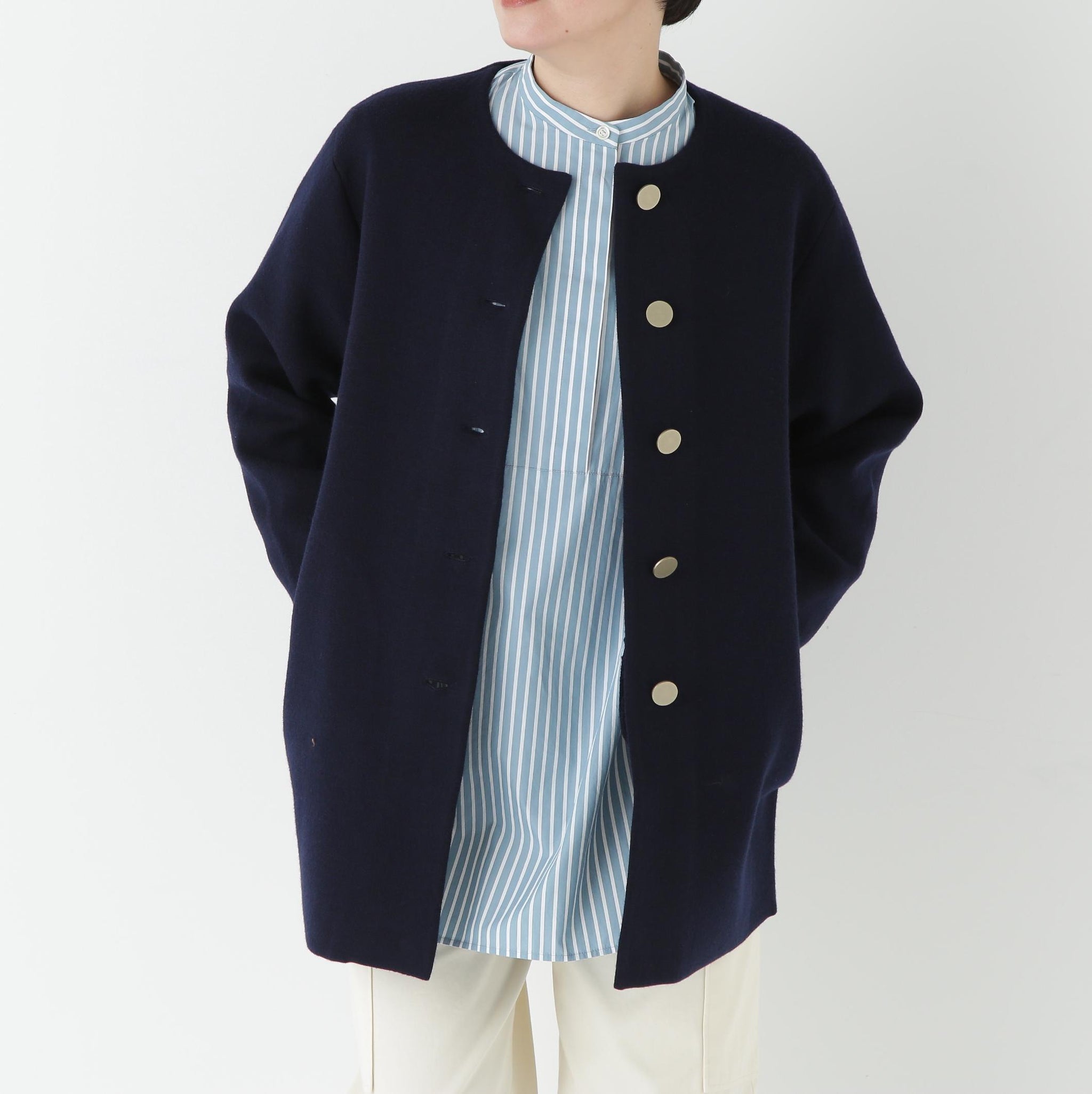 接結ニットコート ネイビー