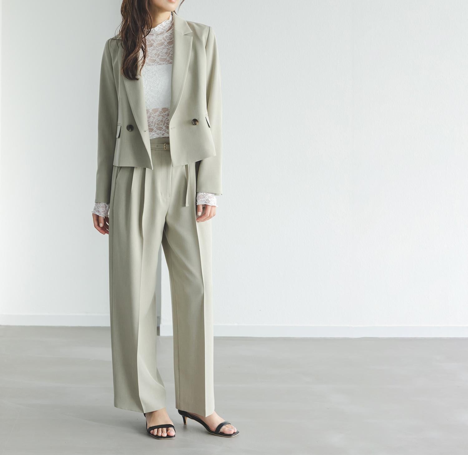 レースハイネックカットソー オフホワイト1