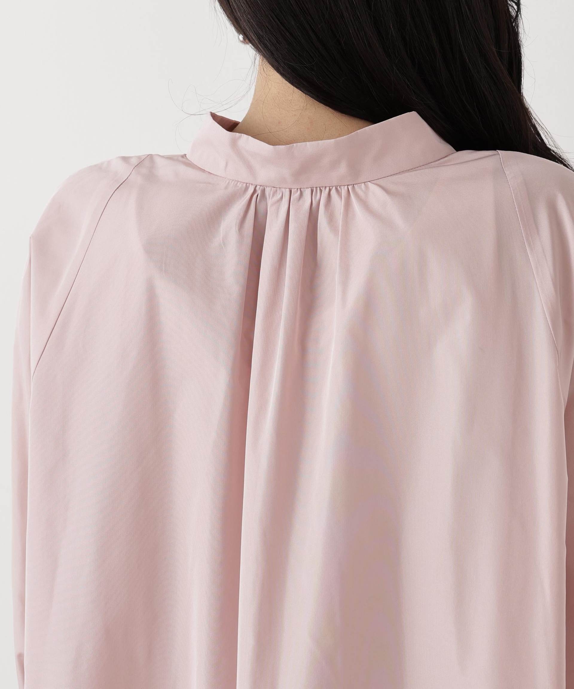 タックフレアボウブラウス ローズピンク