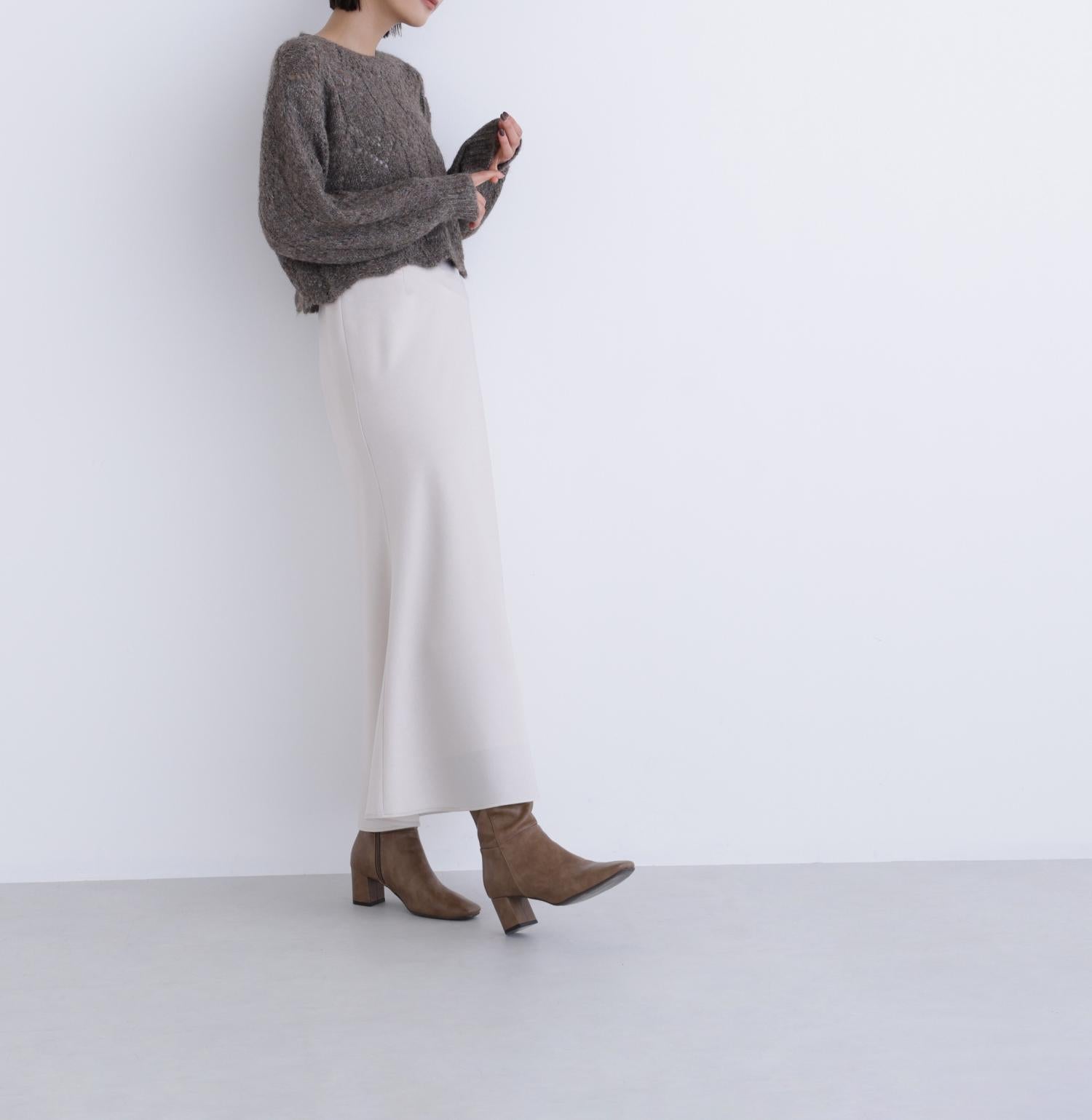 スカラップクロップドニット モカ