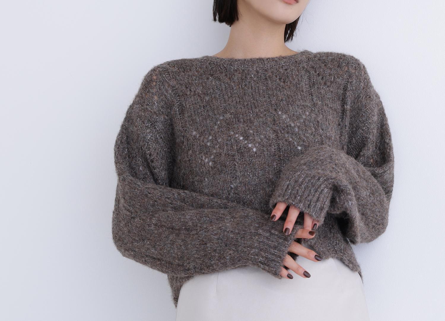 スカラップクロップドニット モカ