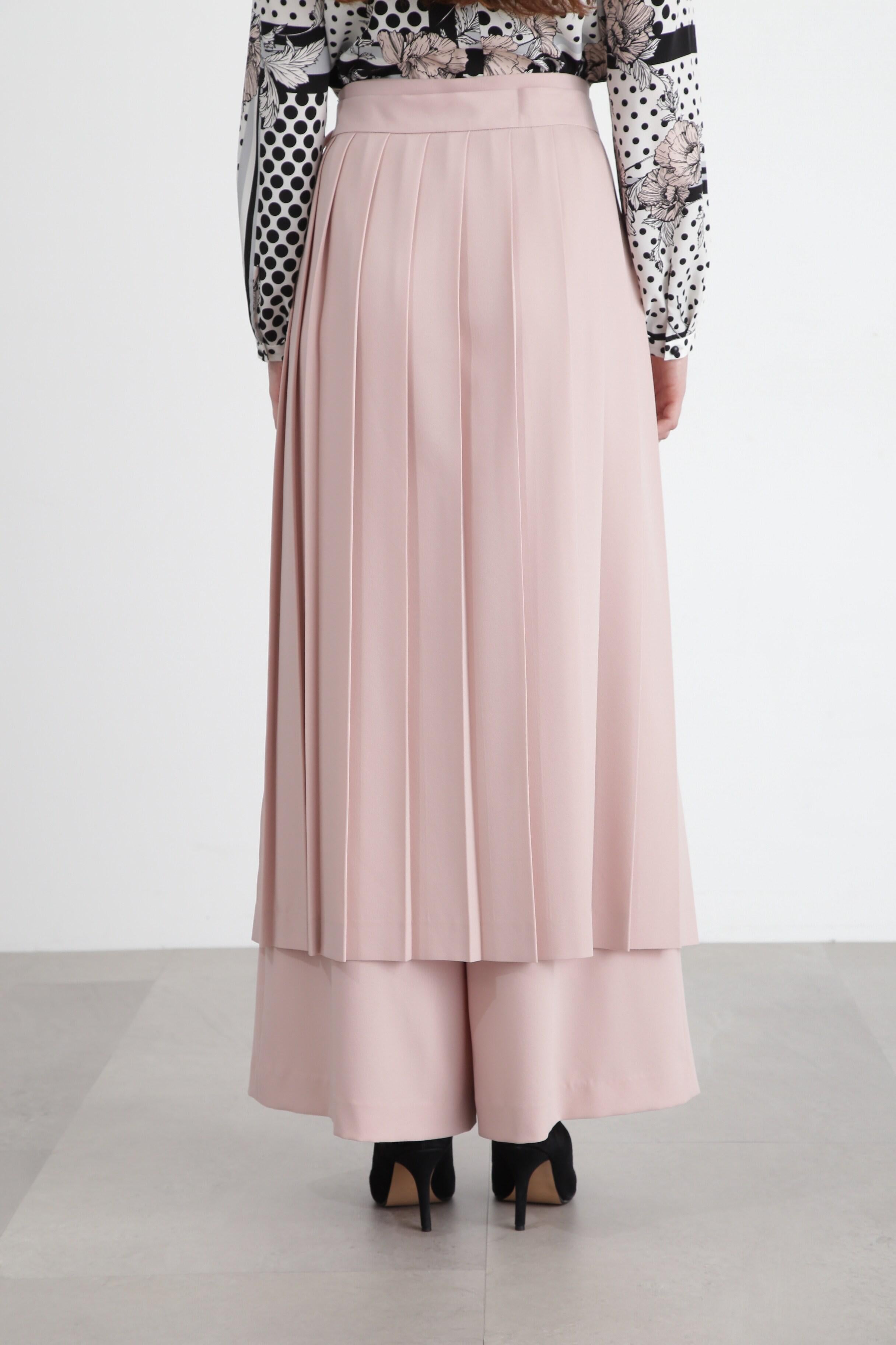 ◆プリーツレイヤードパンツ ピンク