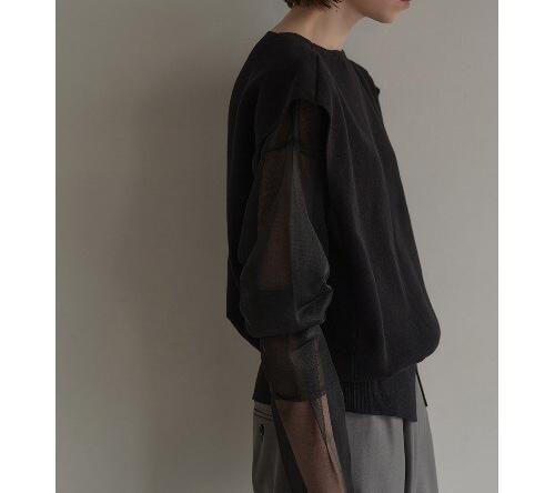 MANOF/マノフ/DOURLE LAYE>ED KNIT ブラック