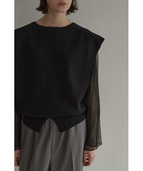 MANOF/マノフ/DOURLE LAYE>ED KNIT ブラック