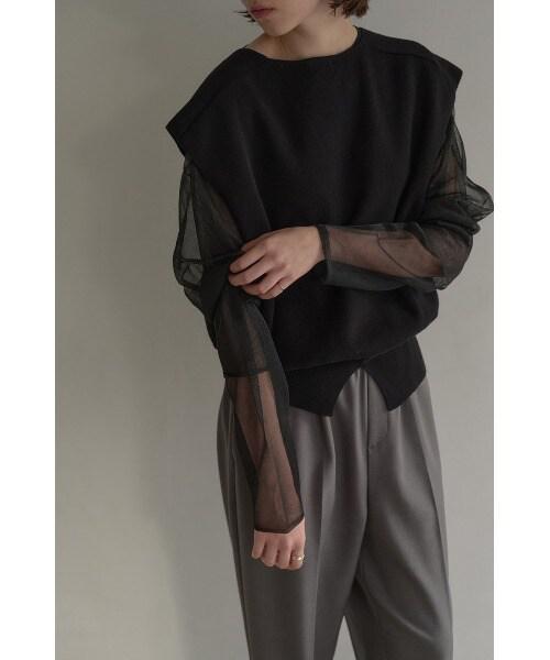 MANOF/マノフ/DOURLE LAYE>ED KNIT ブラック