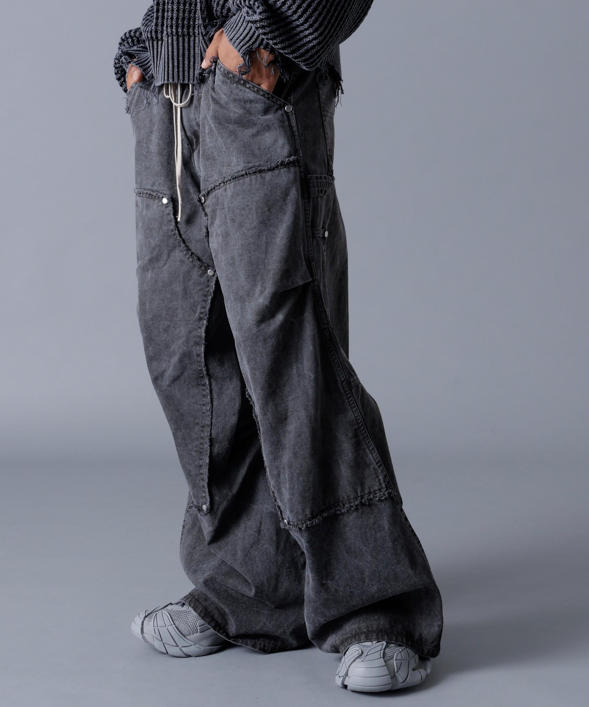 DankeSchon/ダンケシェーン/PIGMENT TWILL W-KNEE PANTS ブラック