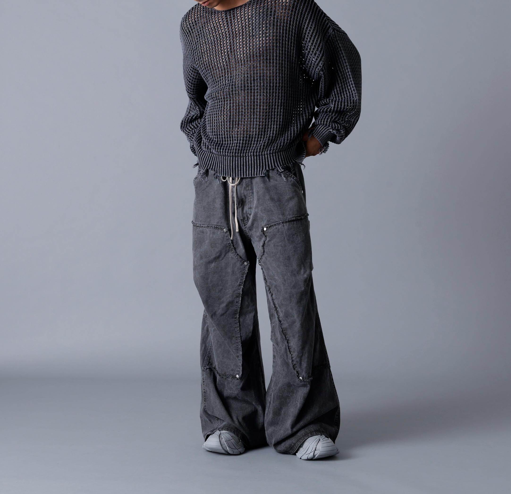 DankeSchon/ダンケシェーン/PIGMENT TWILL W-KNEE PANTS ブラック