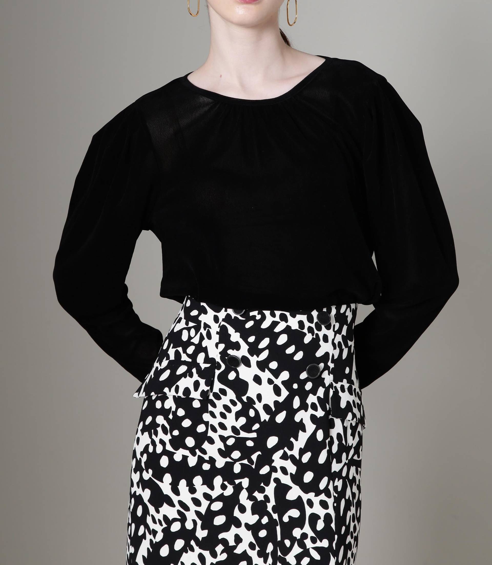 チュールフロッキーパフスリーブプルオーバー ◇チュールフロッキーパフスリーブプルオーバー