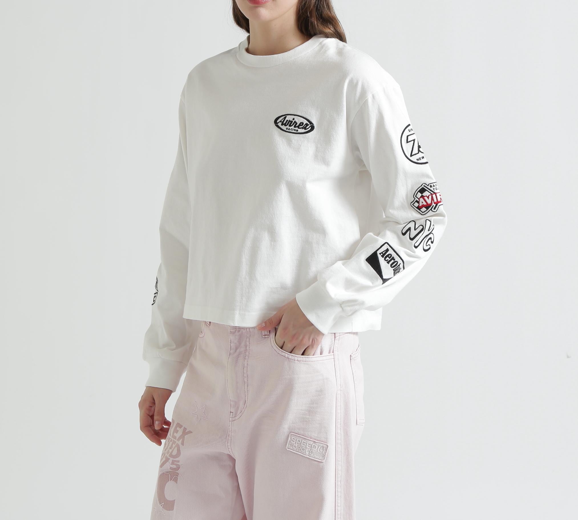 MOTOR ARM PATCH L/S T-SHIRT ホワイト
