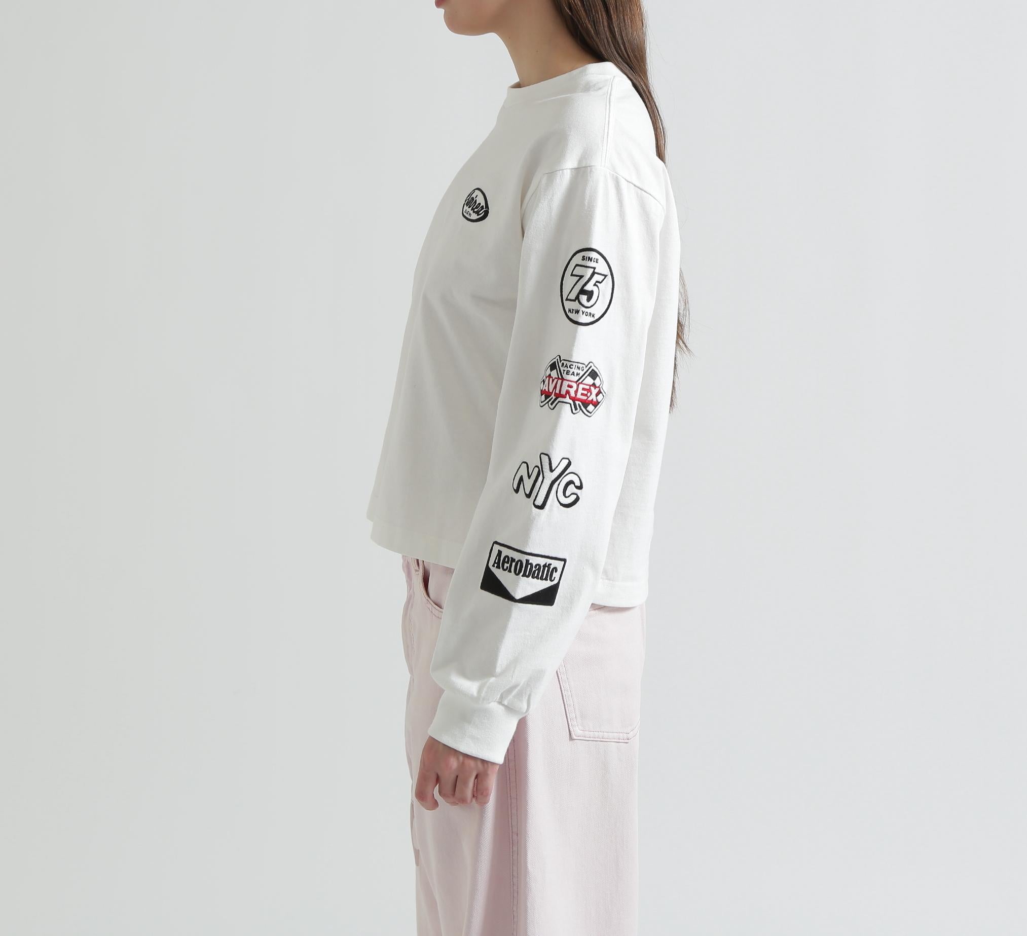 MOTOR ARM PATCH L/S T-SHIRT ホワイト
