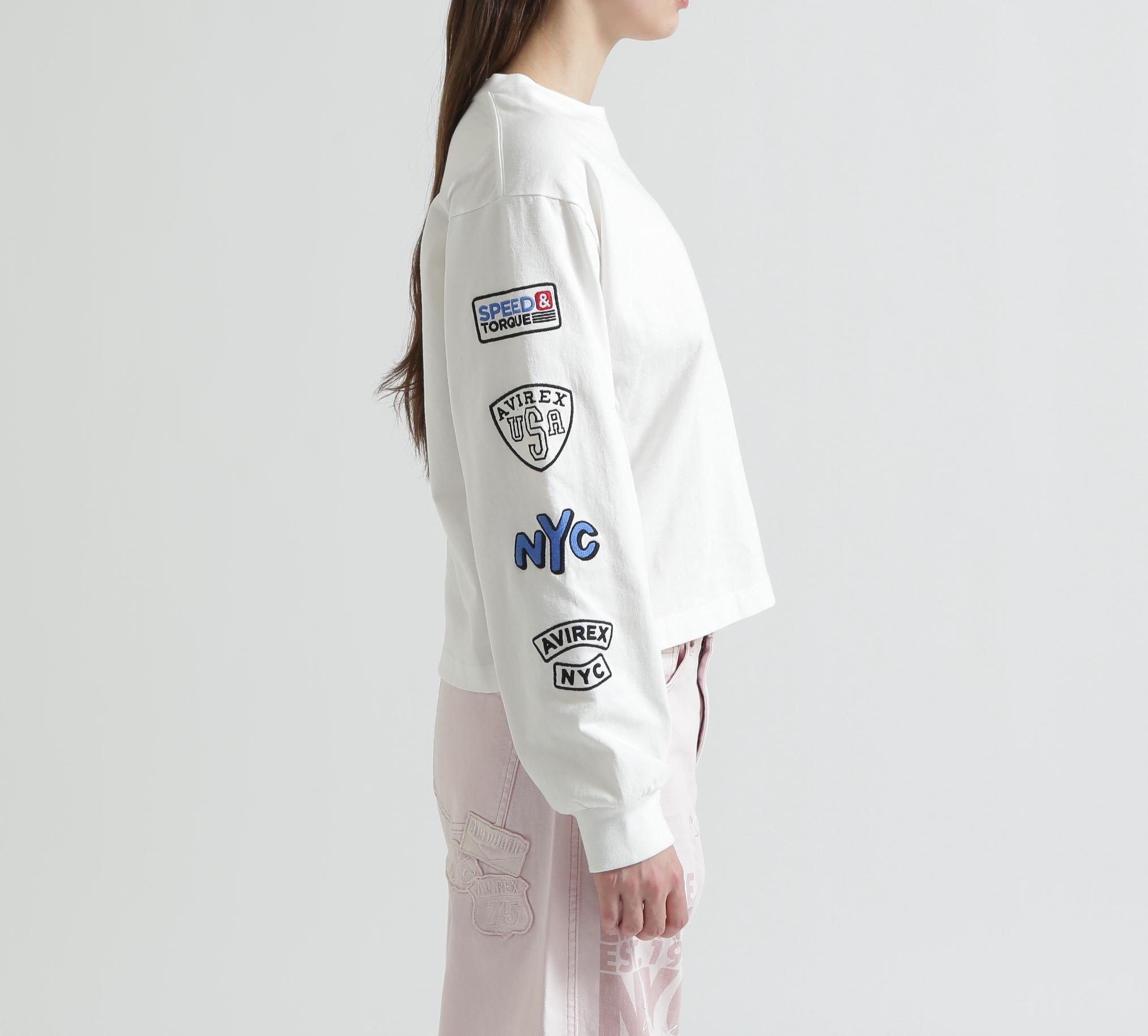 MOTOR ARM PATCH L/S T-SHIRT ホワイト