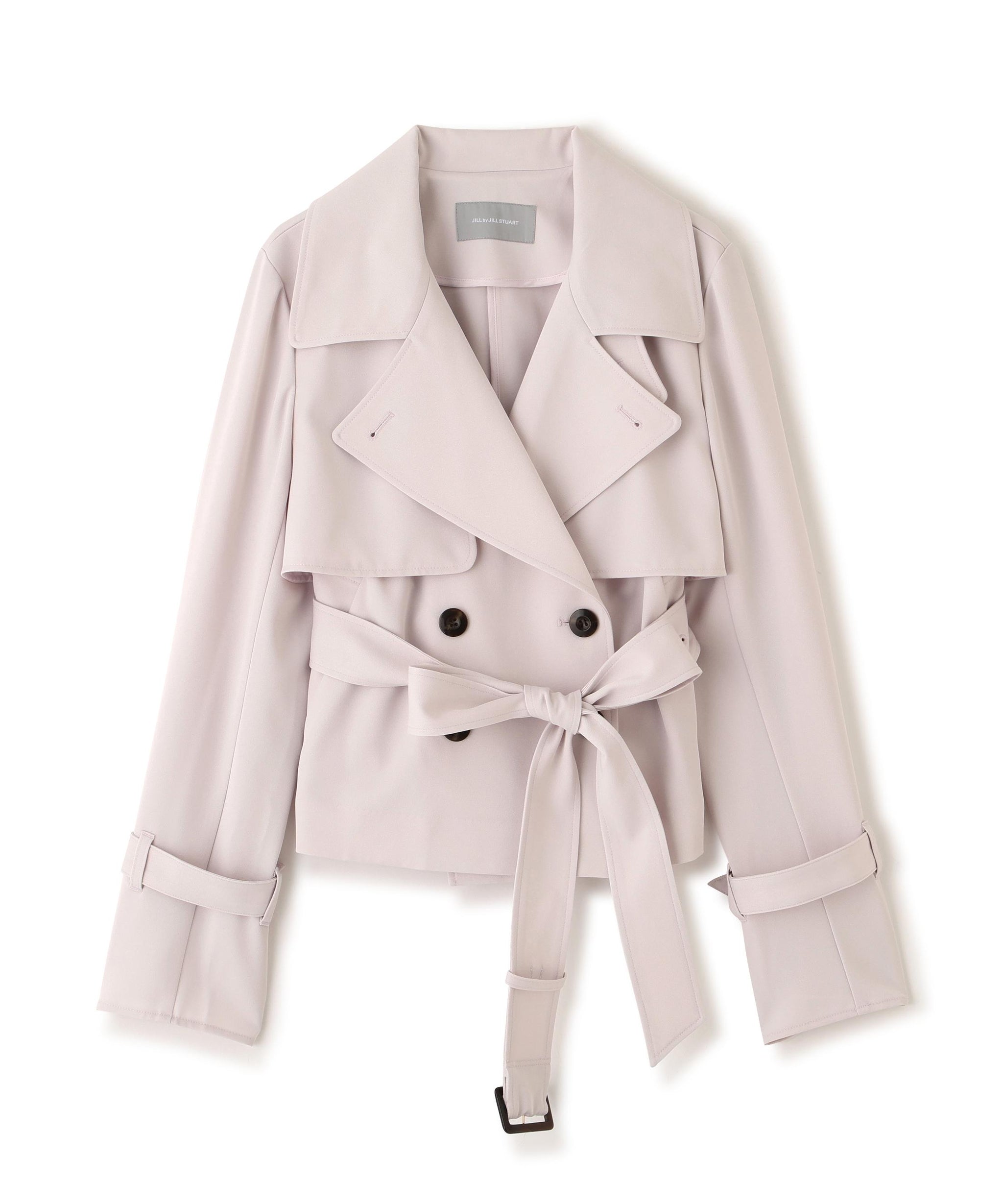 スタンドカラーショートトレンチコート ピンク