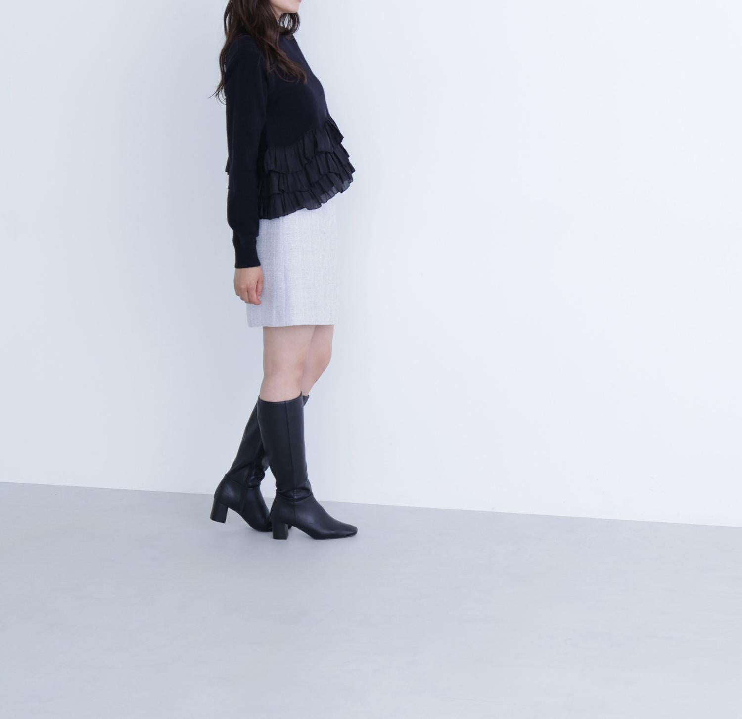 ムジツイードミニスカート ライトグレー