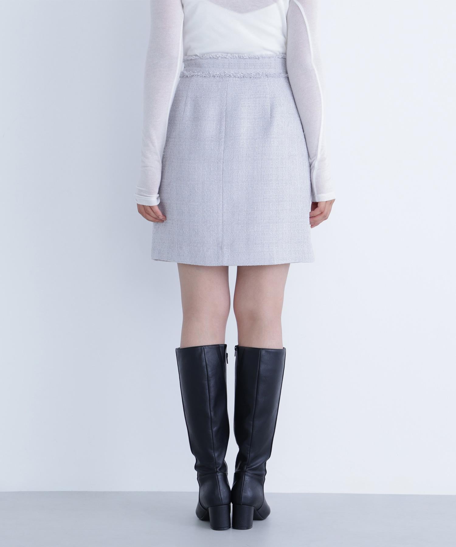 ムジツイードミニスカート ライトグレー