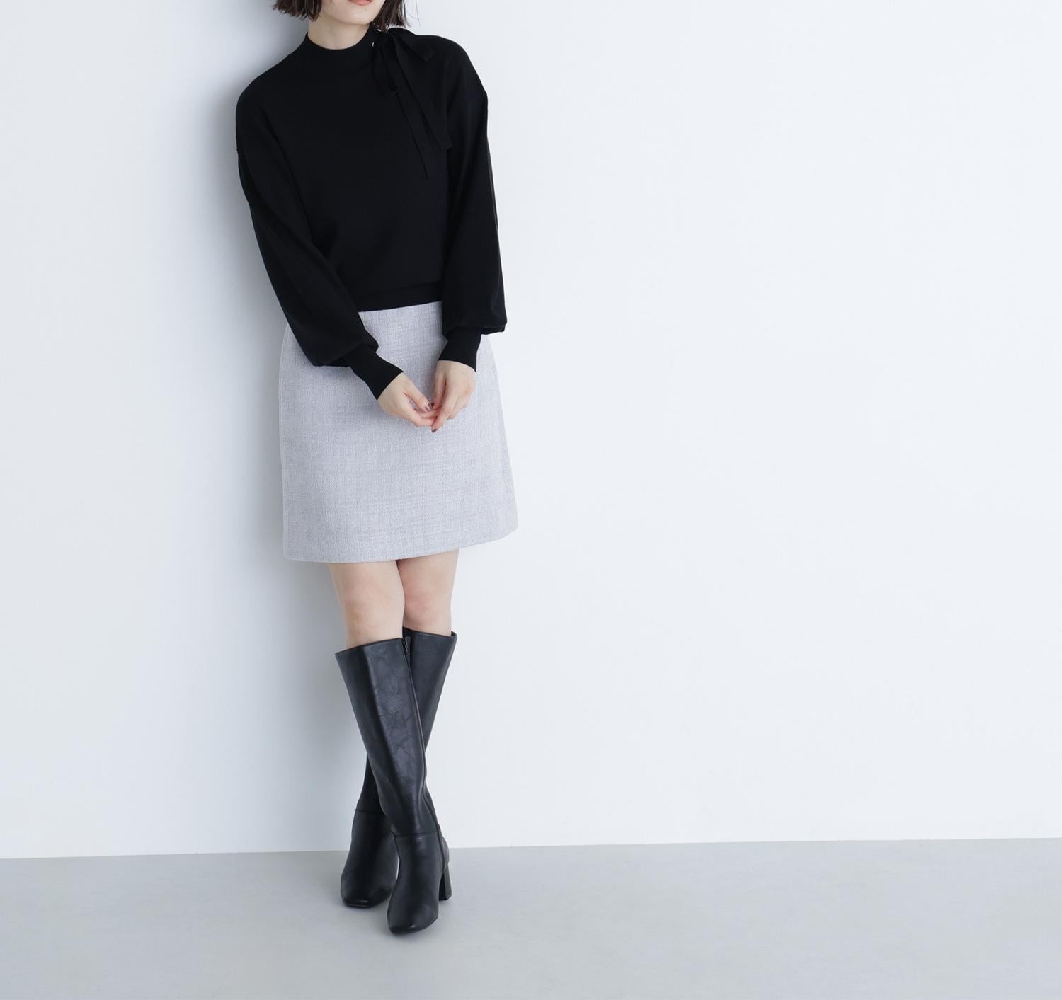 ムジツイードミニスカート ライトグレー