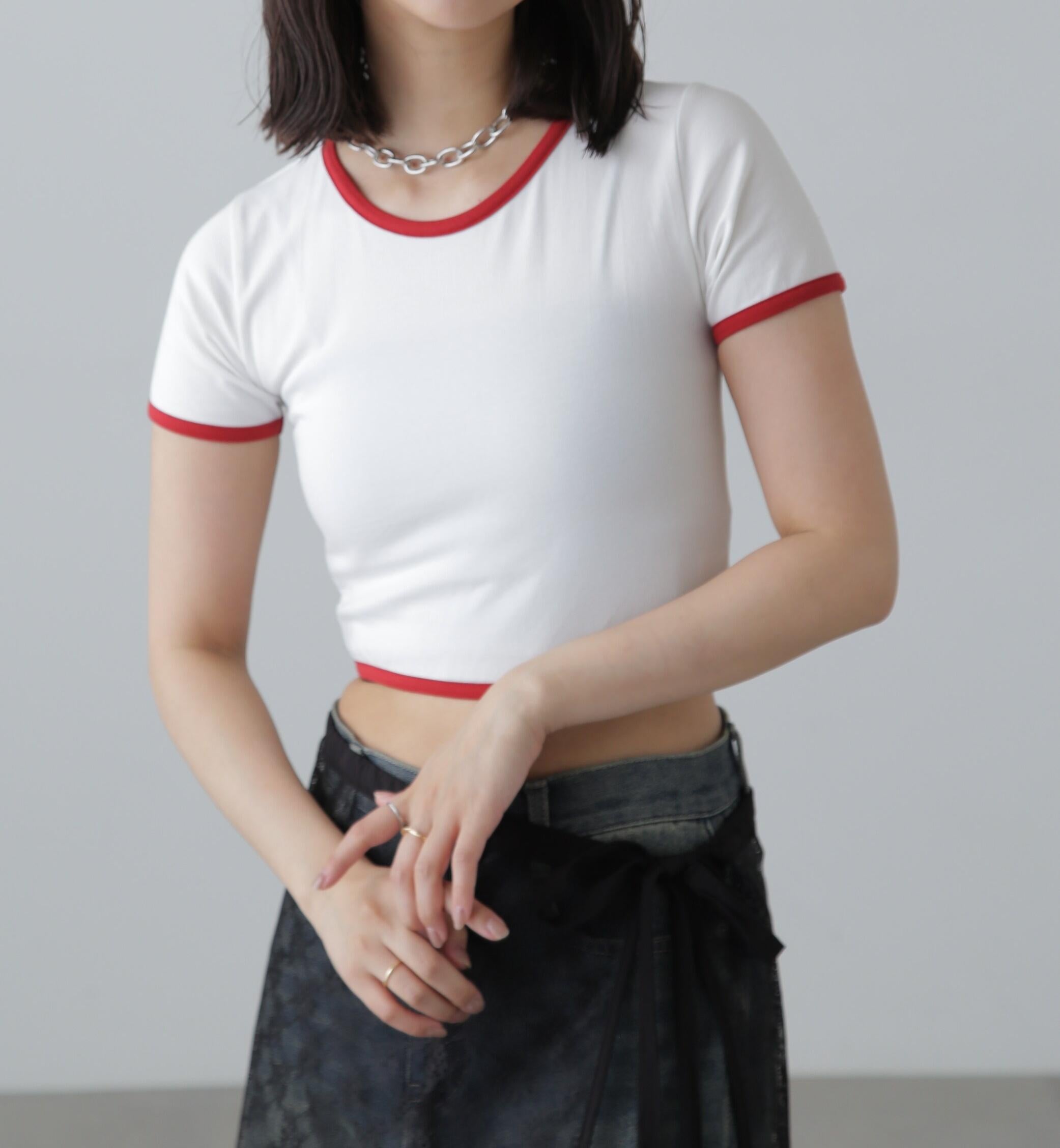 ショート丈リンガーTシャツ オフ