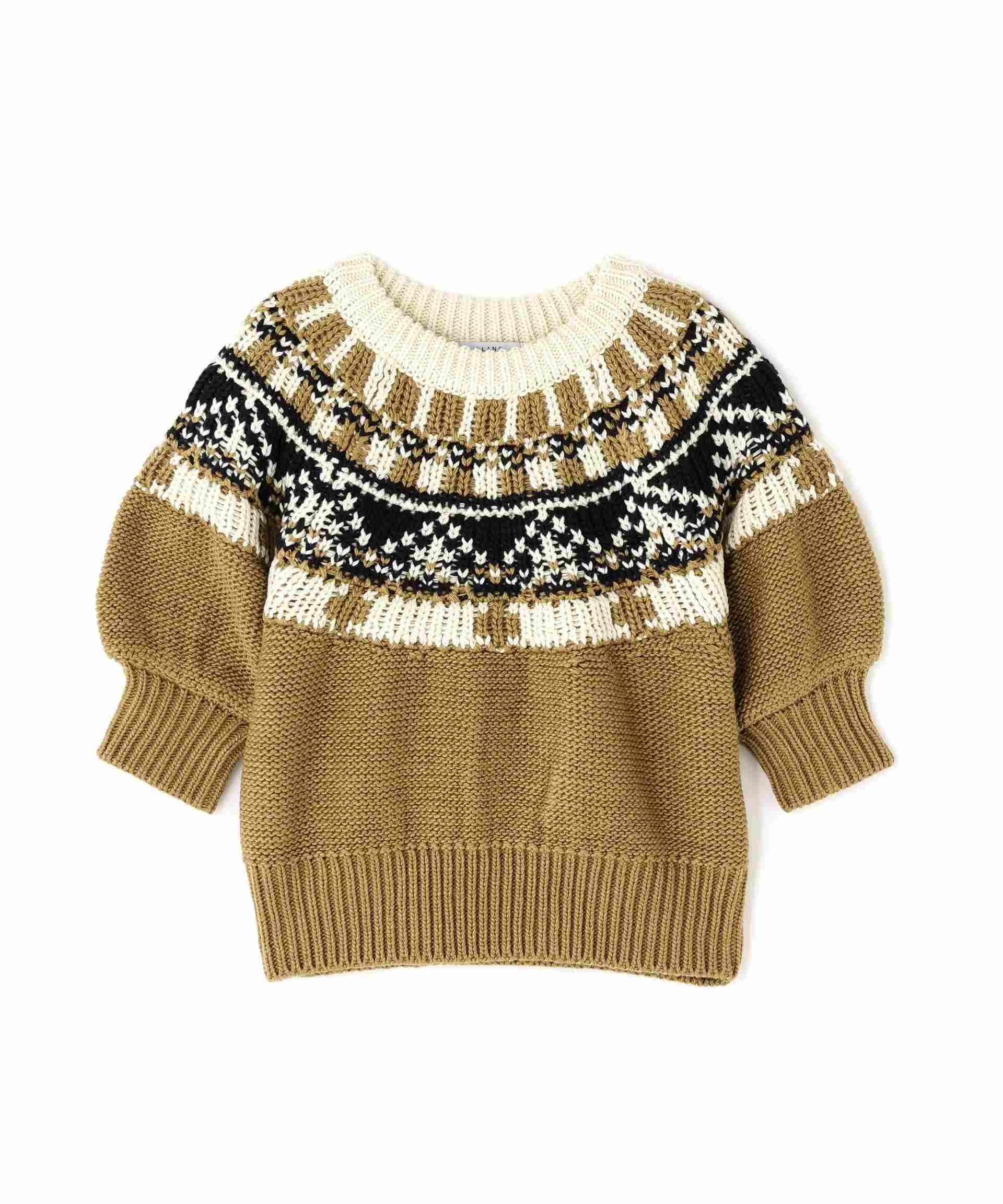 ノルディックハーフスリーブニット キャメルベース2