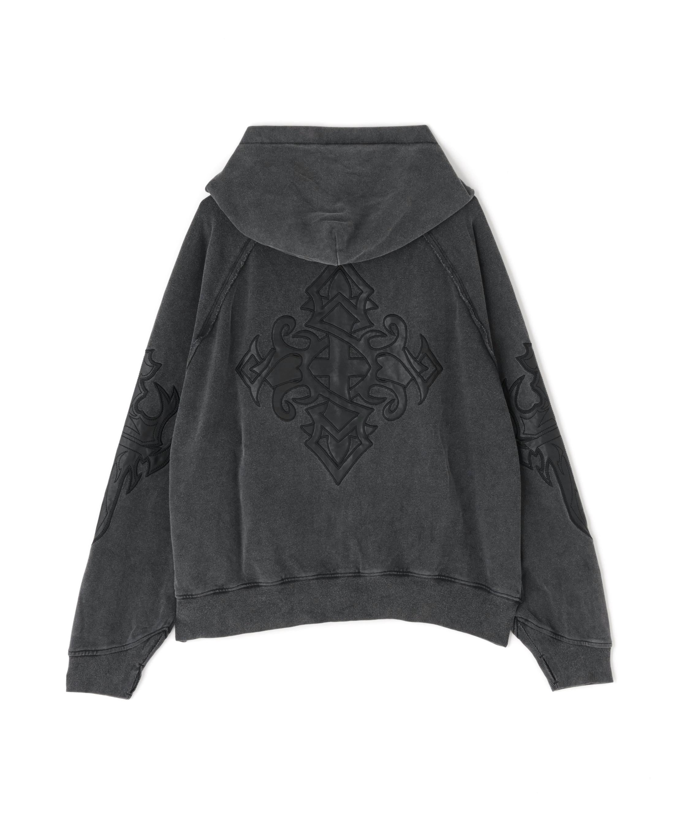 SUPPLIE>/サプライヤー/LEATHE> PATCH ZIP HOODIE ブラック