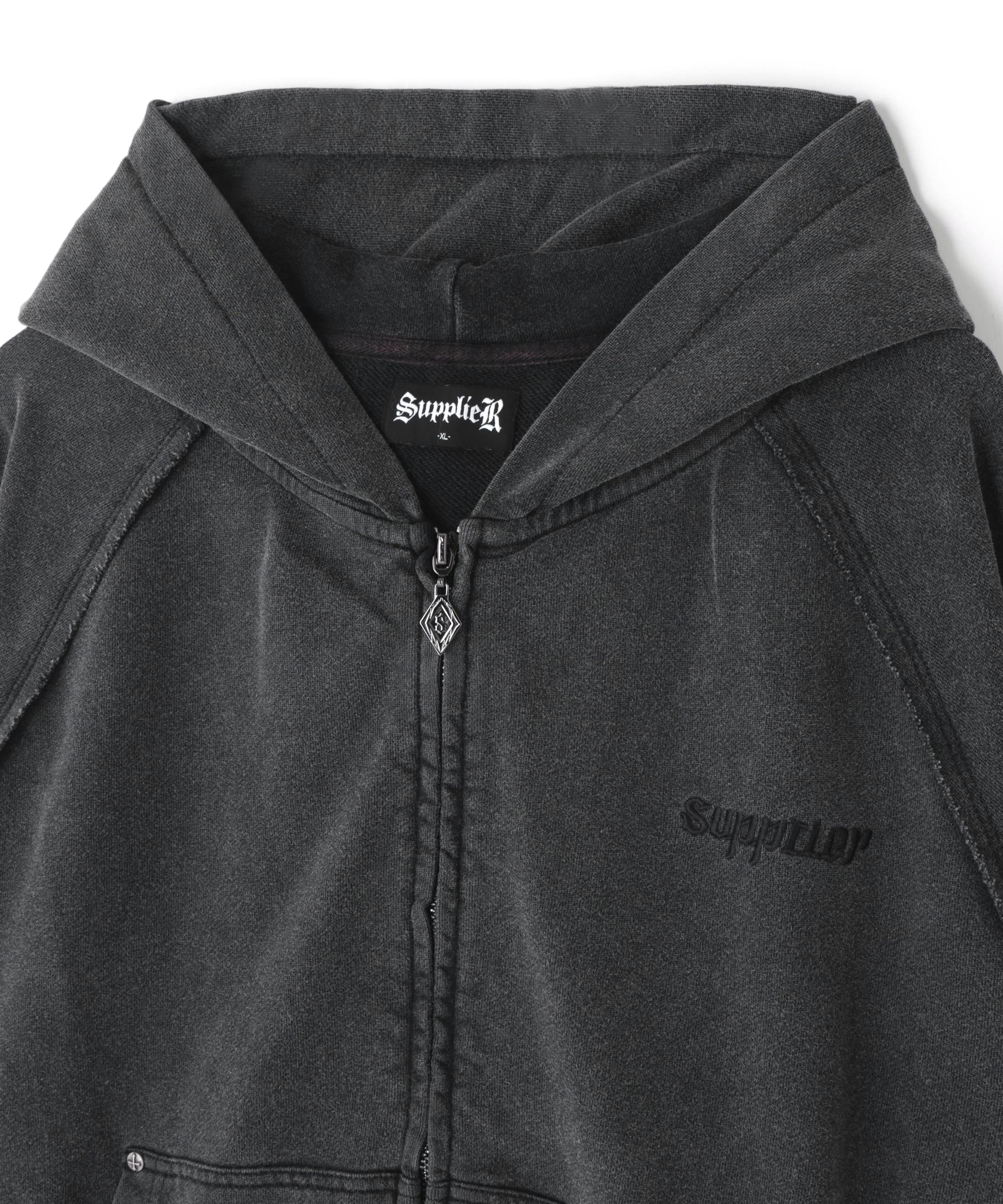 SUPPLIE>/サプライヤー/LEATHE> PATCH ZIP HOODIE ブラック