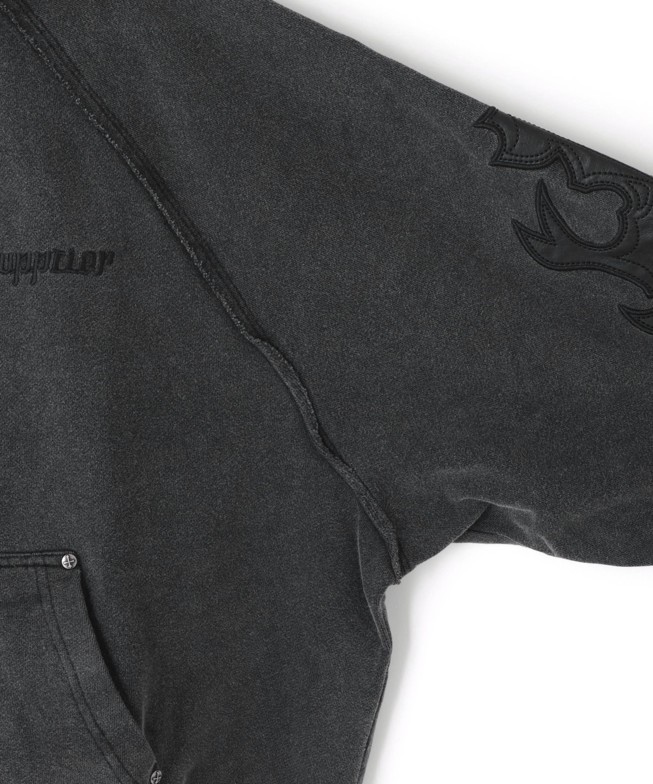 SUPPLIE>/サプライヤー/LEATHE> PATCH ZIP HOODIE ブラック