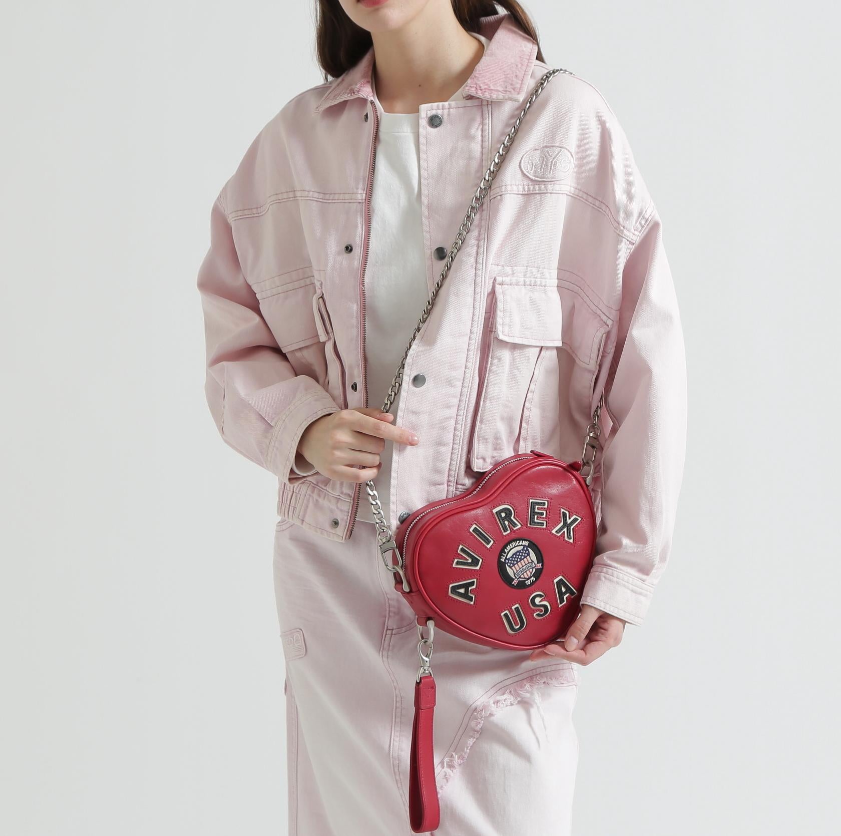 《直営店限定》VARSITY HEART CHAIN BAG/バーシティーハートチェーンバッグ レッド
