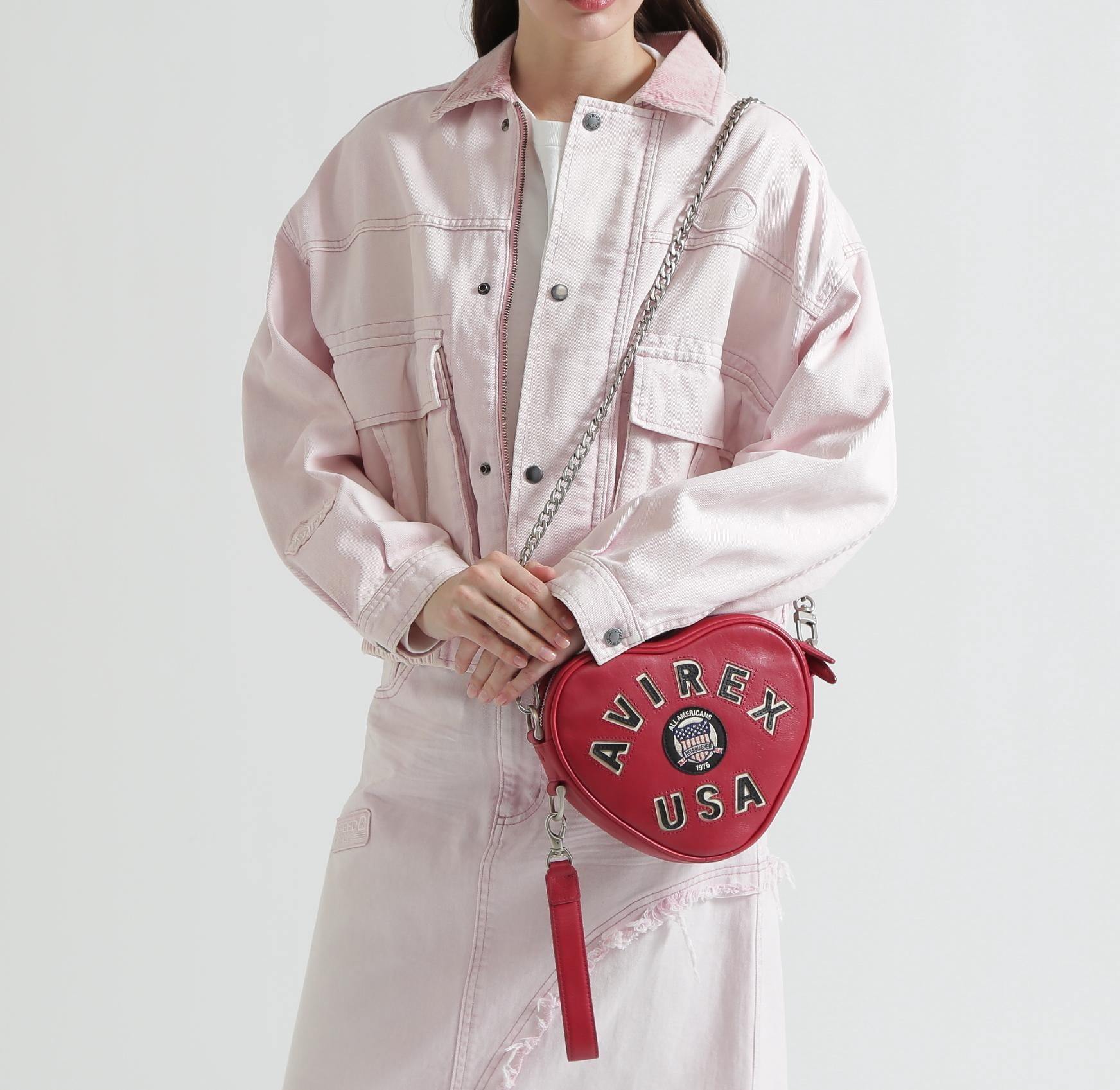 《直営店限定》VARSITY HEART CHAIN BAG/バーシティーハートチェーンバッグ レッド