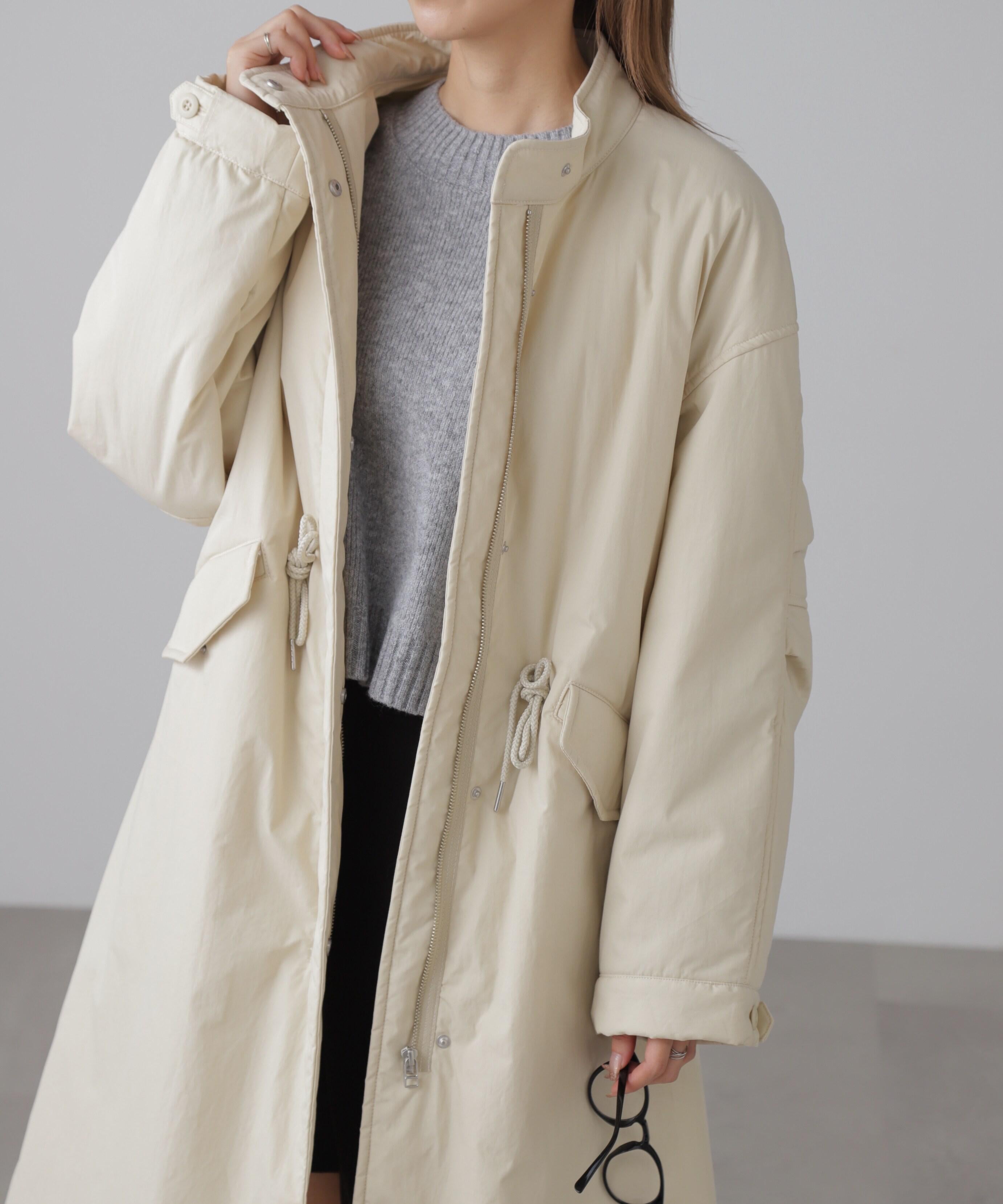 中綿ロングミリタリーコート オフホワイト