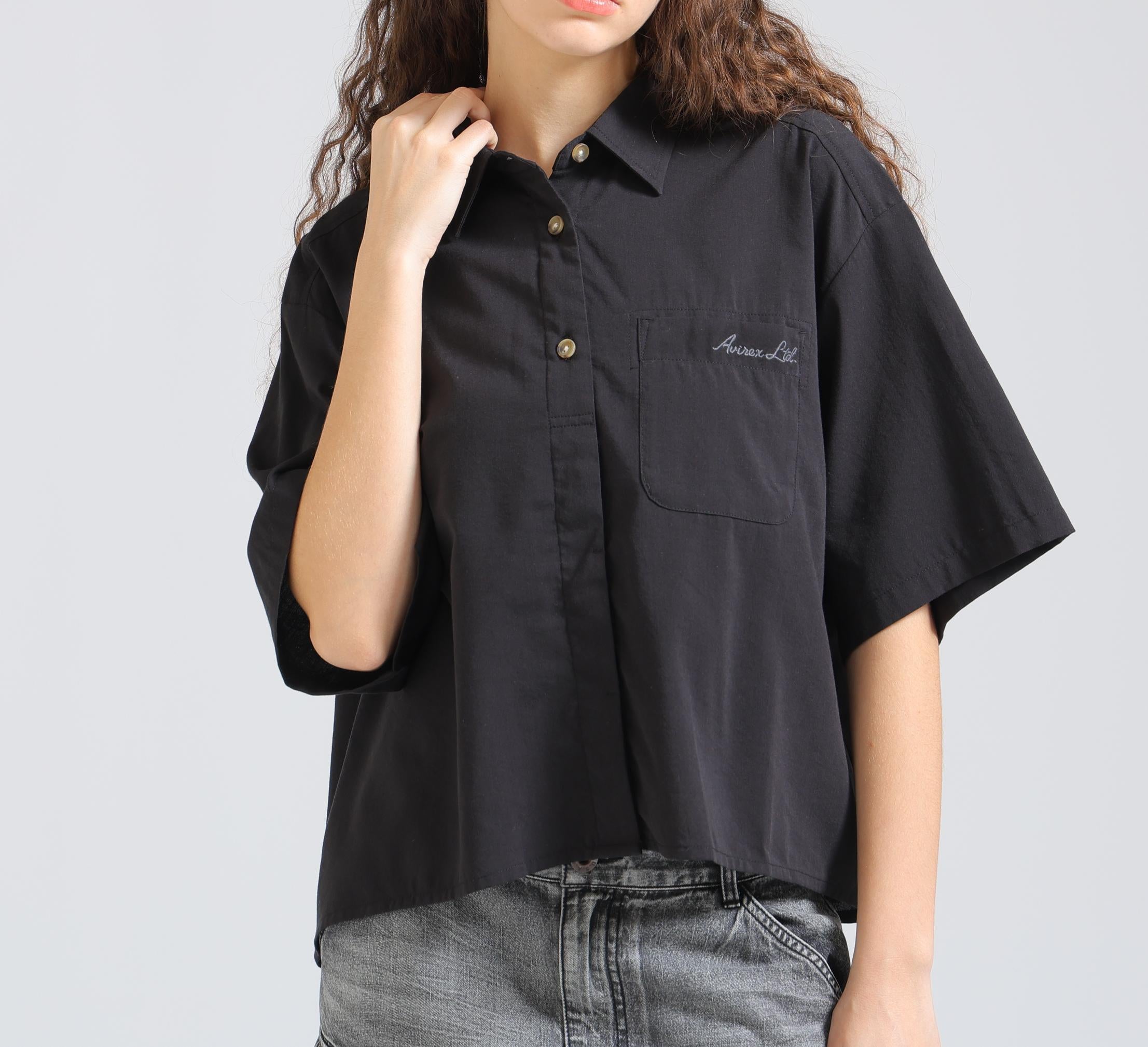 《WOMAN/直営店限定》H/S BACK GATHER DETAILS SHIRT ブラック