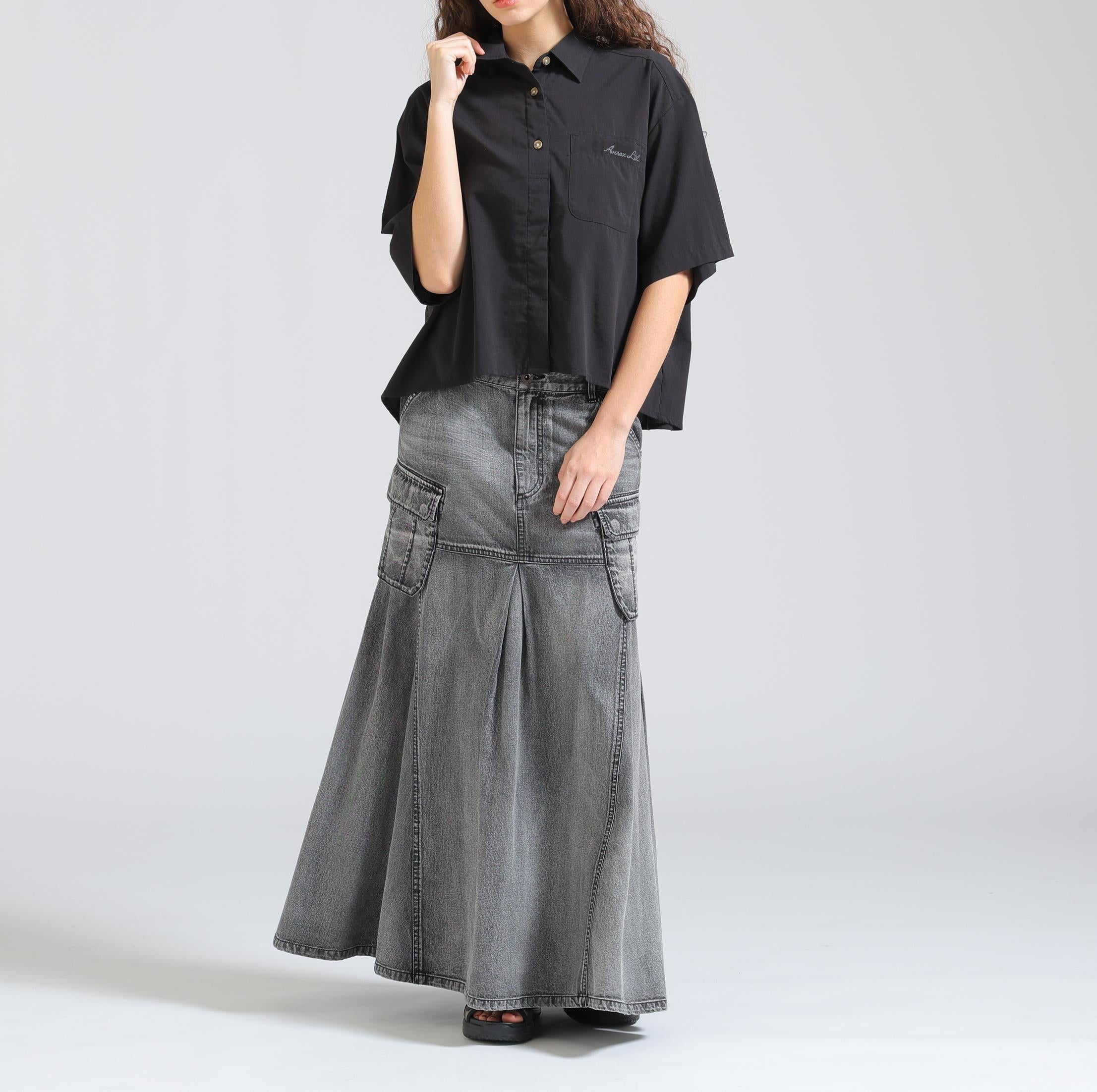 《WOMAN/直営店限定》H/S BACK GATHER DETAILS SHIRT ブラック