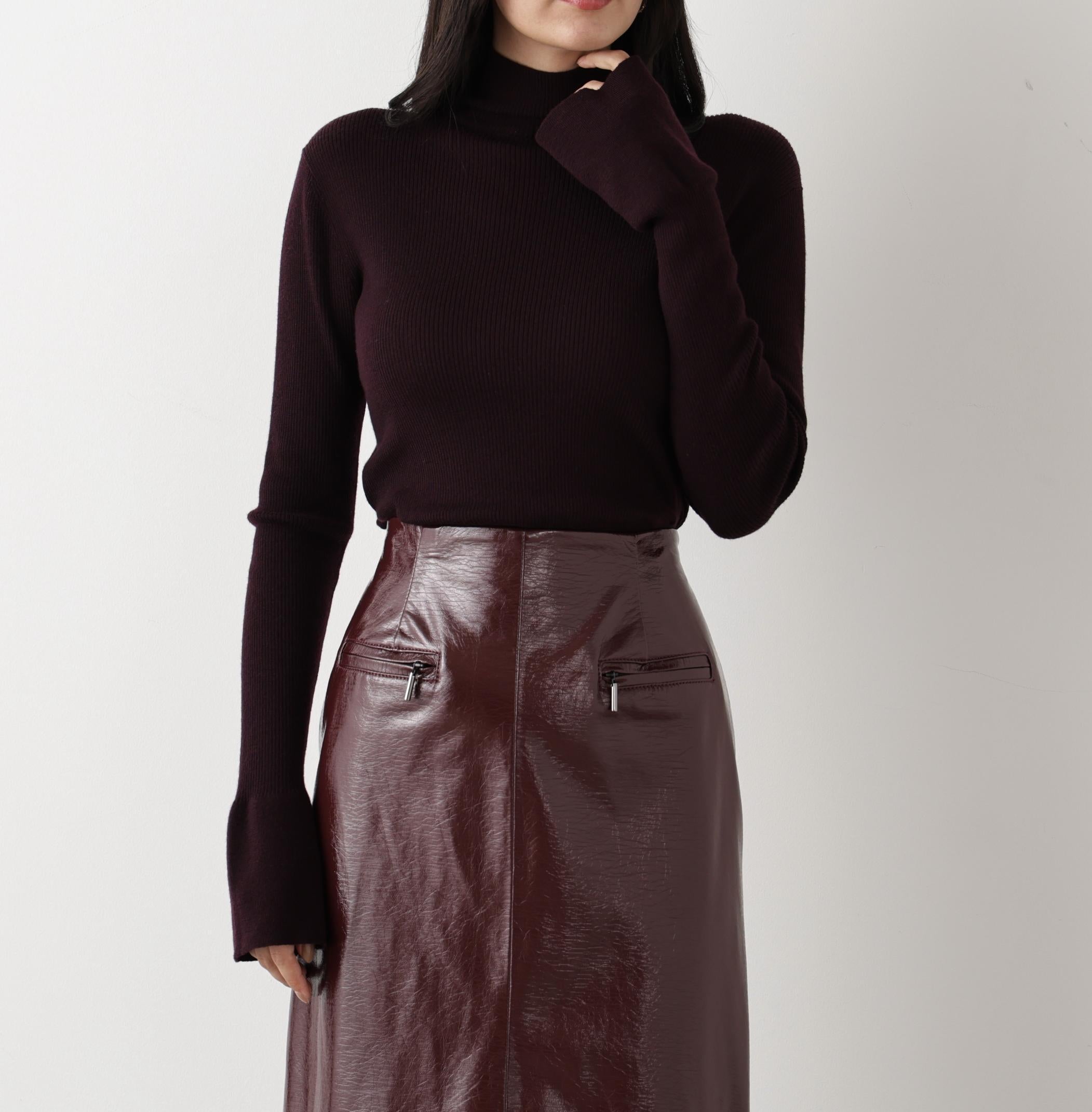 ◆ウールモックネックプルオーバー ワイン