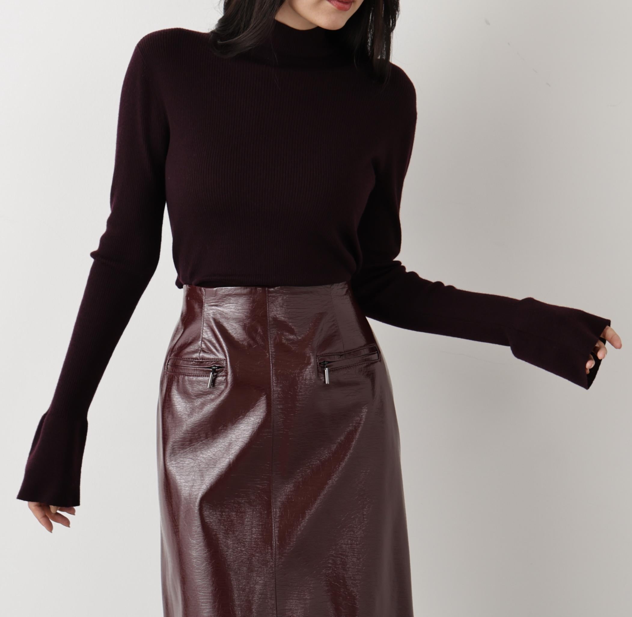 ◆ウールモックネックプルオーバー ワイン