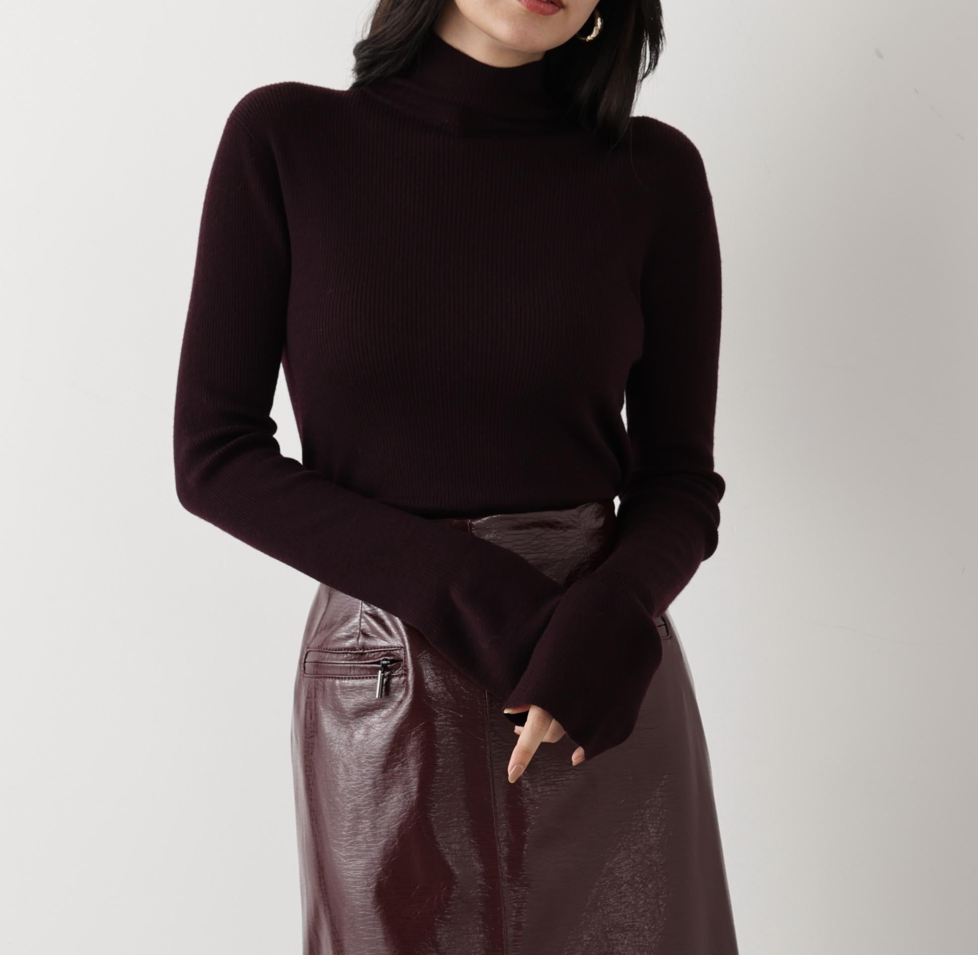 ◆ウールモックネックプルオーバー ワイン