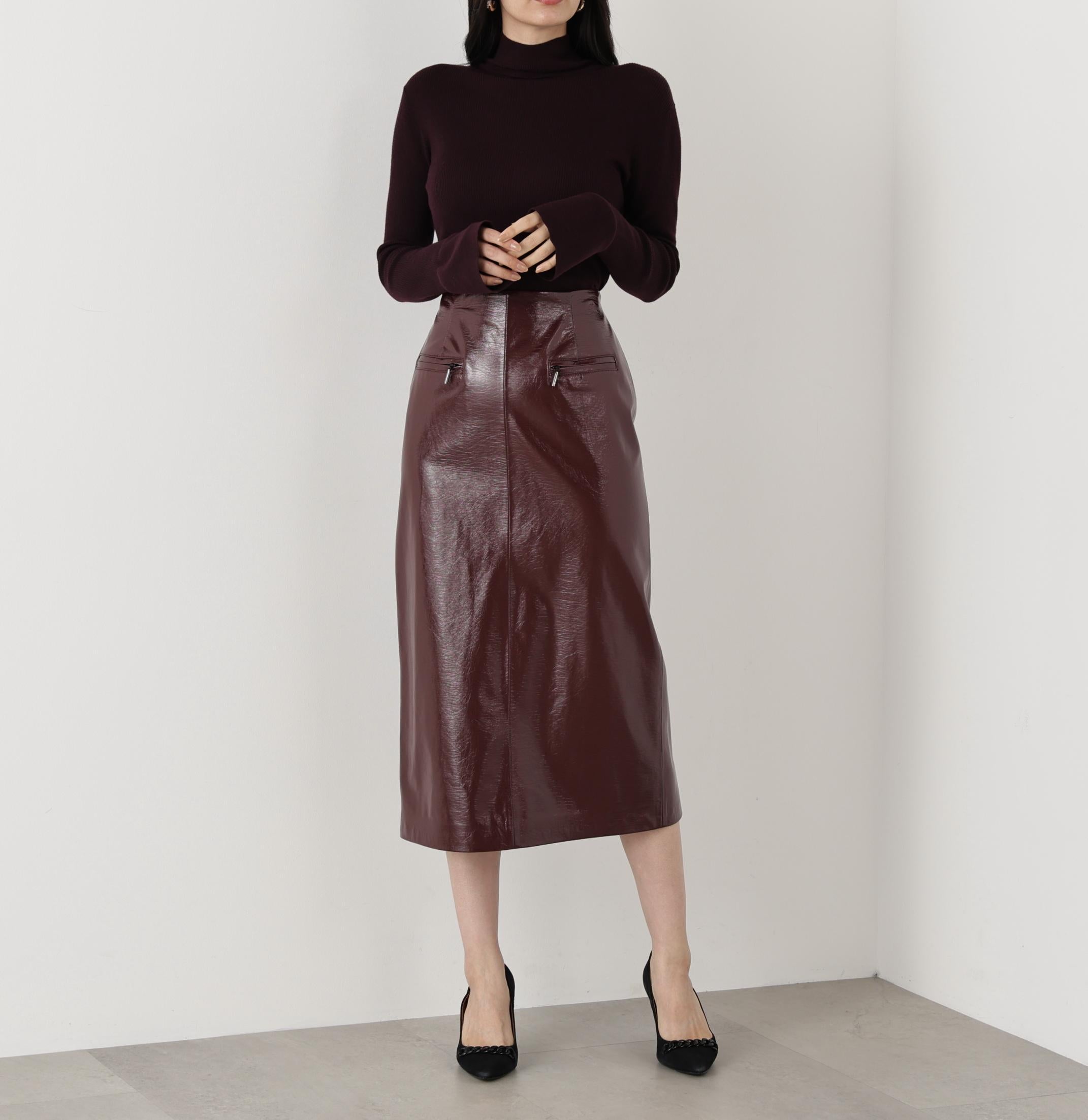 ◆ウールモックネックプルオーバー ワイン