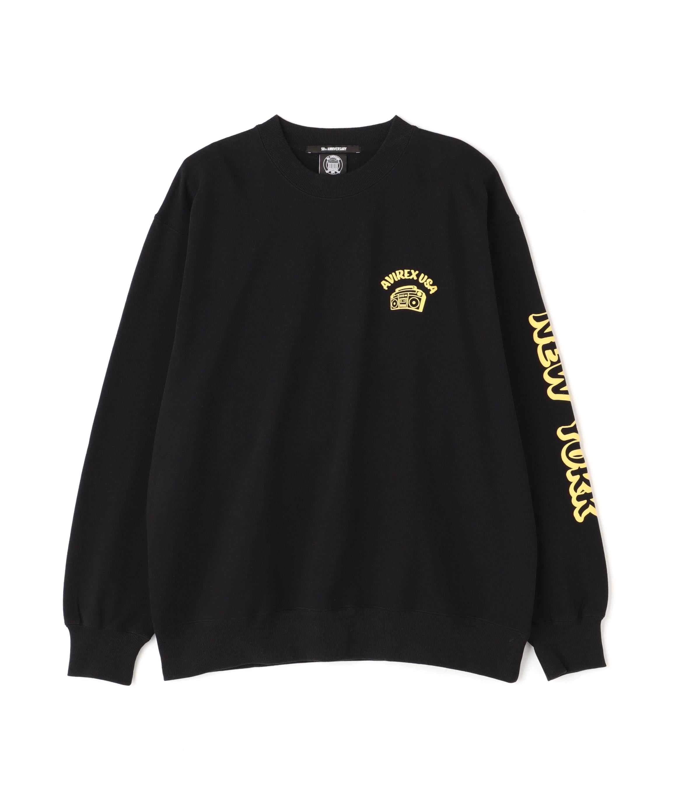FOAMING C>EW NECK SWEAT "AVI>EX USA" / フォーミング クルーネックスウェット / AVI>EX  ブラック
