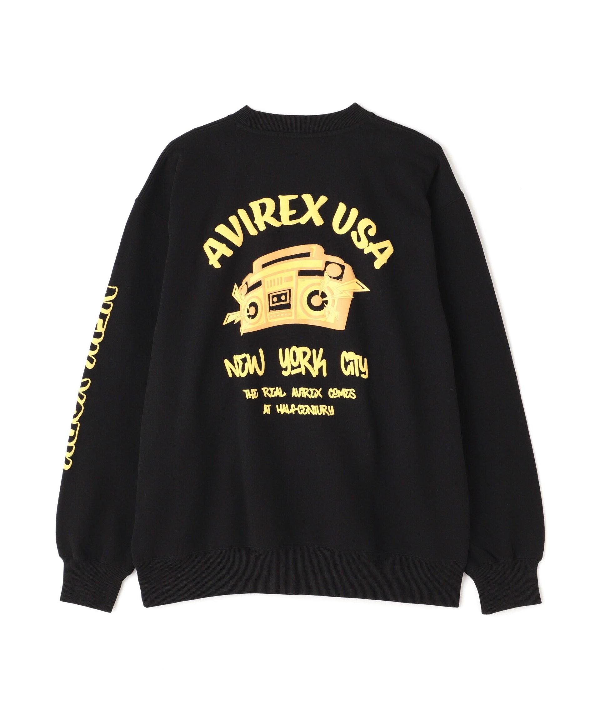 FOAMING C>EW NECK SWEAT "AVI>EX USA" / フォーミング クルーネックスウェット / AVI>EX  ブラック