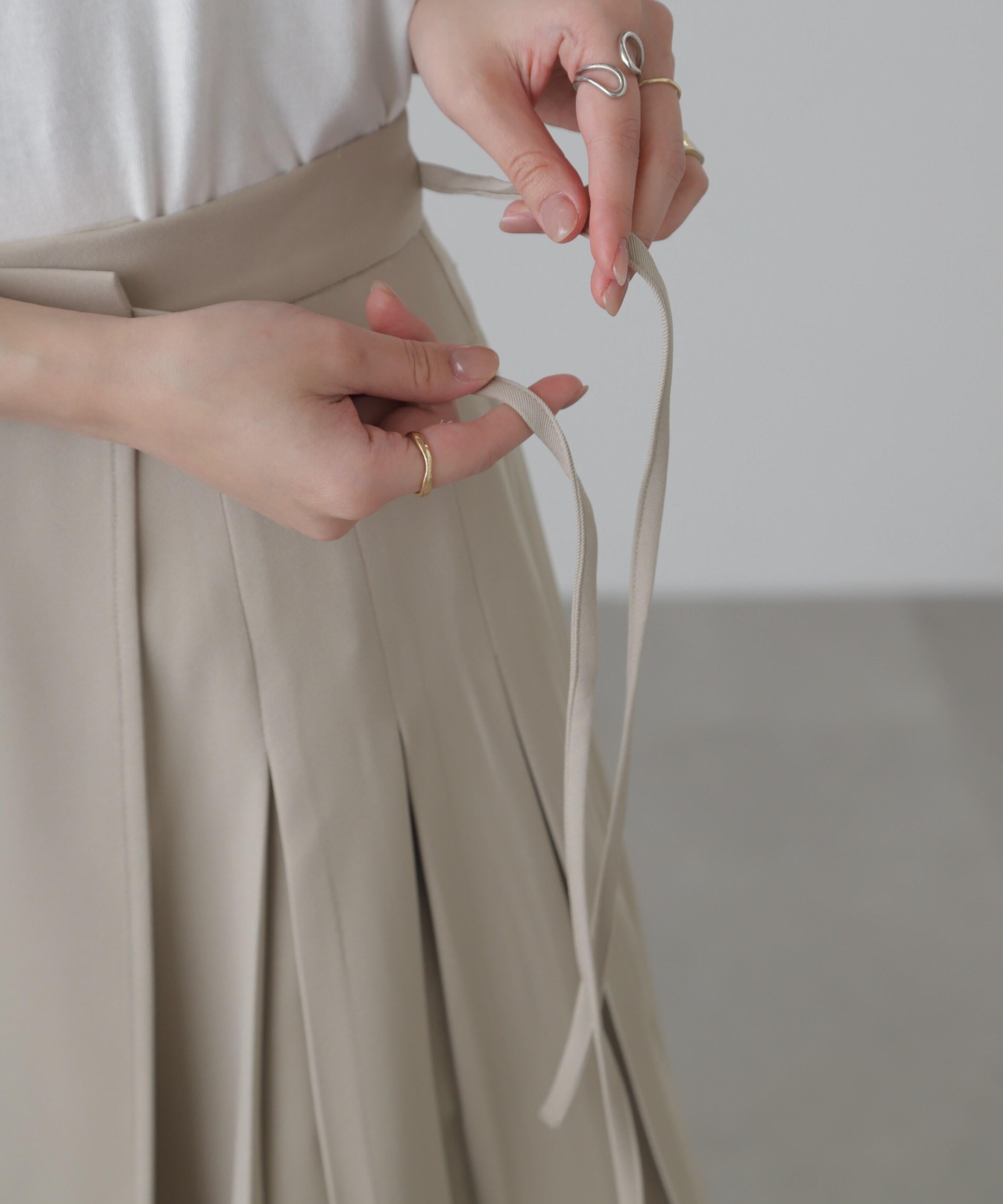 サイドリボンラップスカートパンツ ベージュ