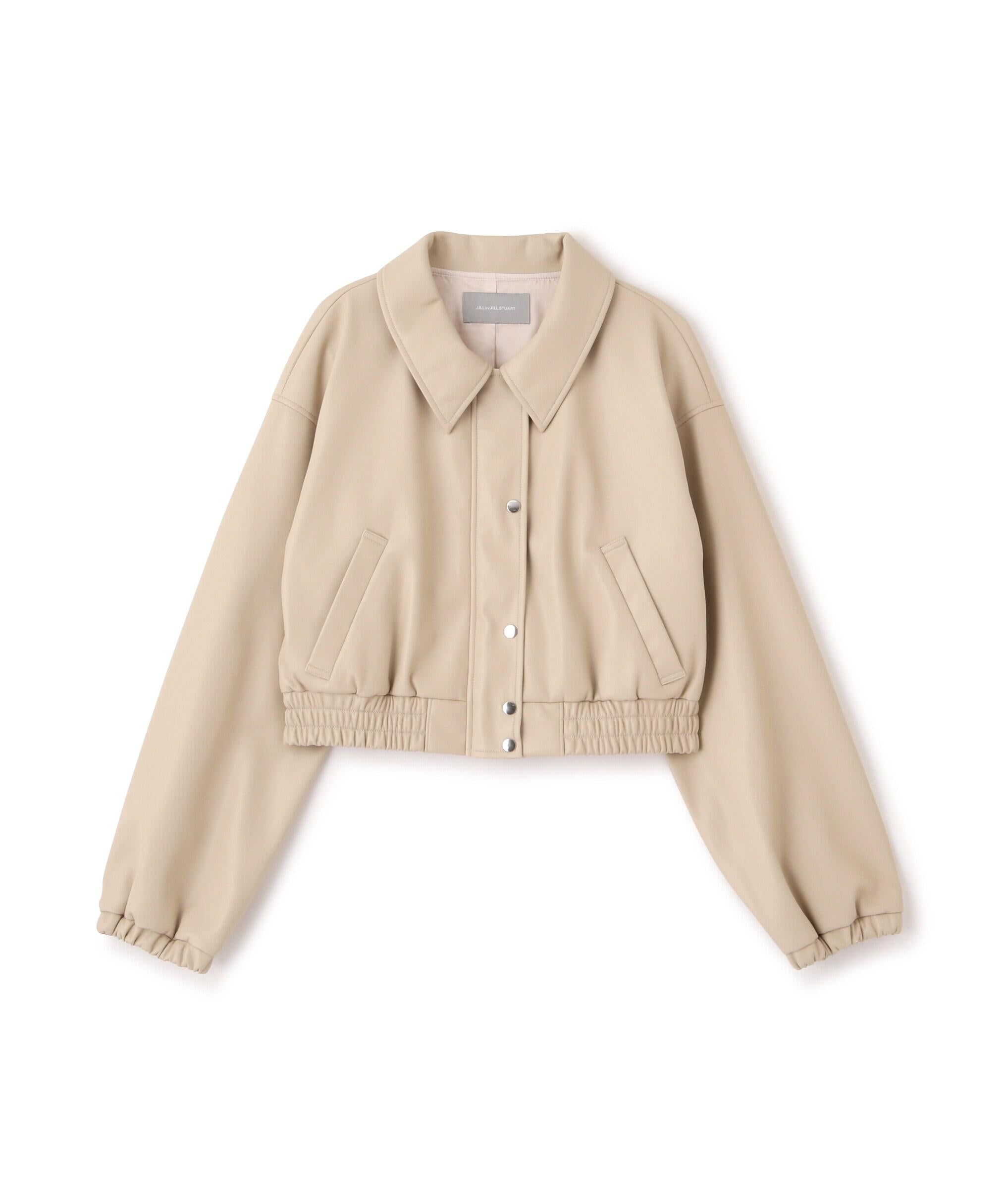 フェイクレザーショートブルゾン ベージュ