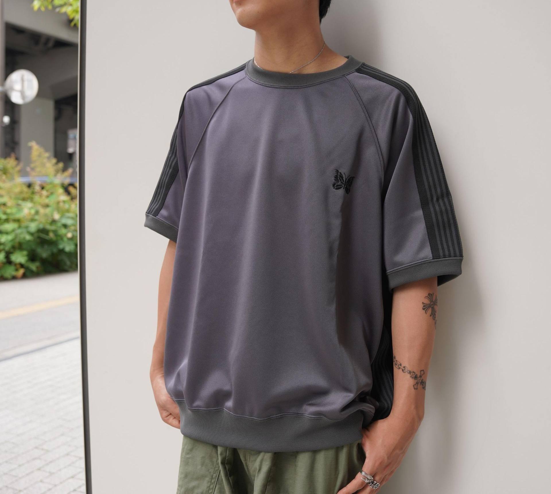 Needles/ニードルズ  別注Tack S/S Cew Neck Shit-Poly Smooth チャコール