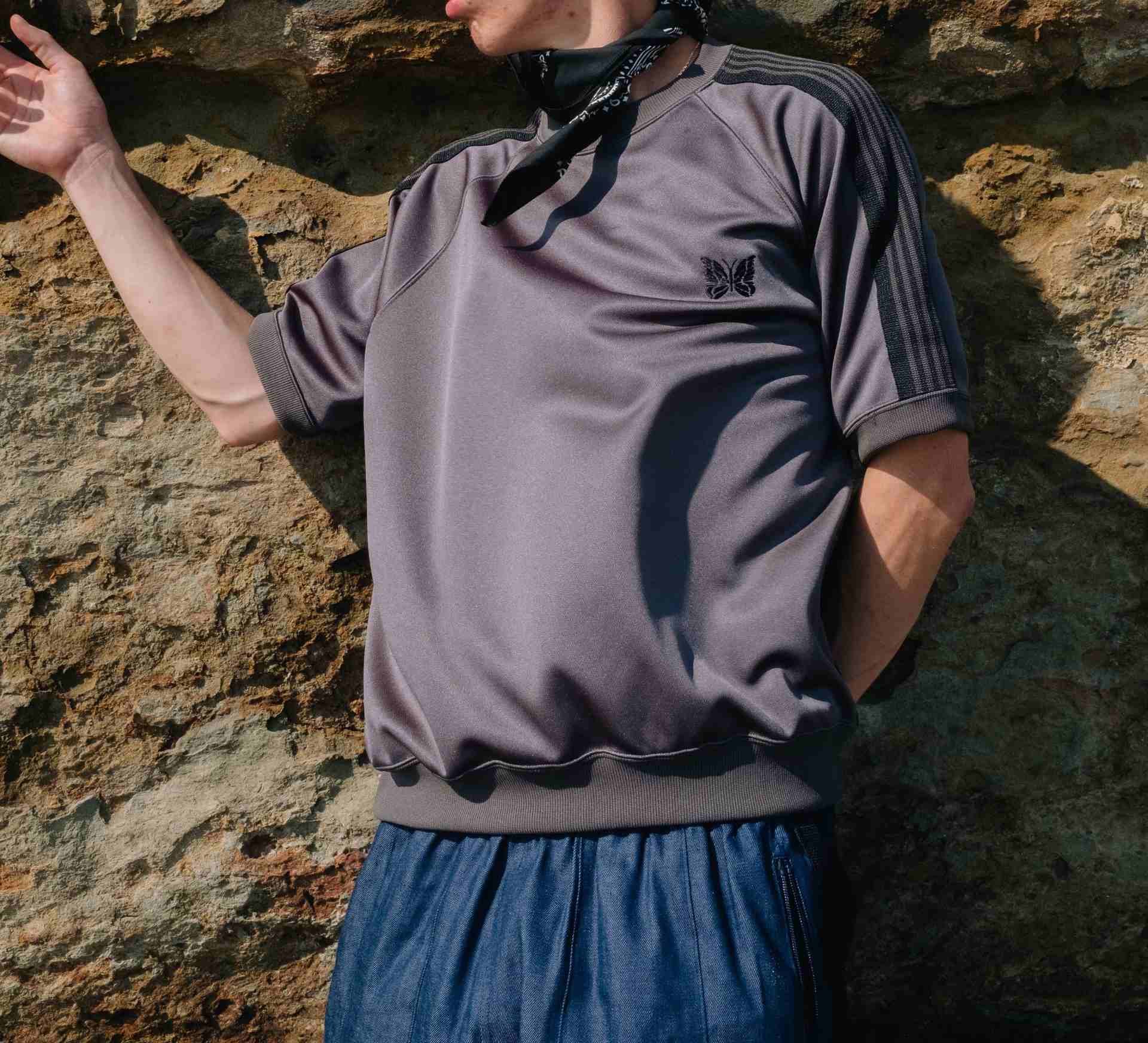 Needles/ニードルズ  別注Tack S/S Cew Neck Shit-Poly Smooth チャコール