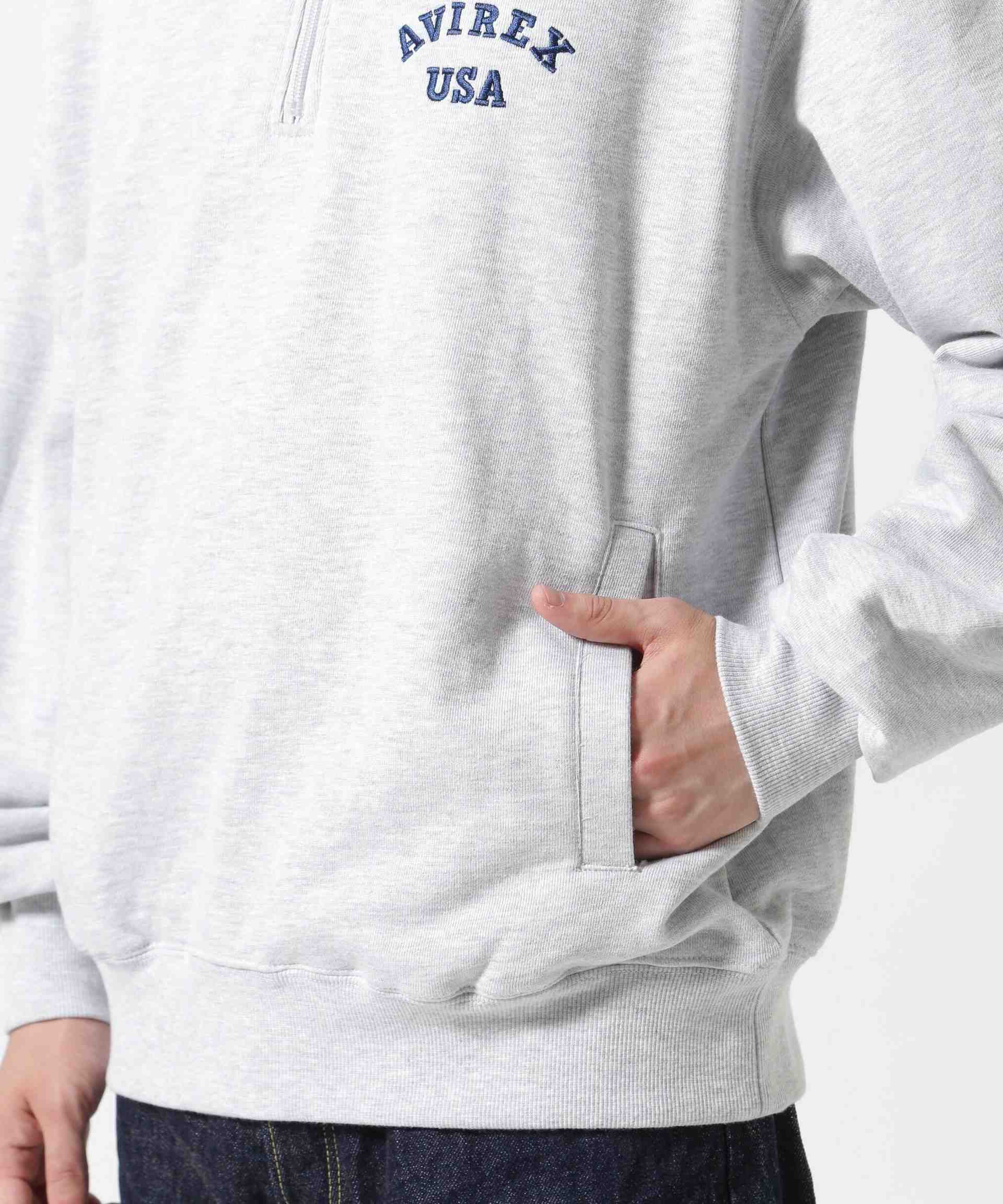 《WER&DEPOT限定》ASTA> HALFZIP SWEAT / Aスター ハーフジップスウェット / AVI>EX / アヴィレックス グレー